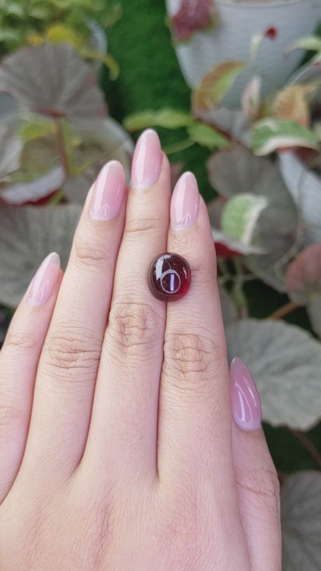 9.34 Ct. Orangish Red Cabochon Garnet from Ceylon (Sri Lanka) Size Video