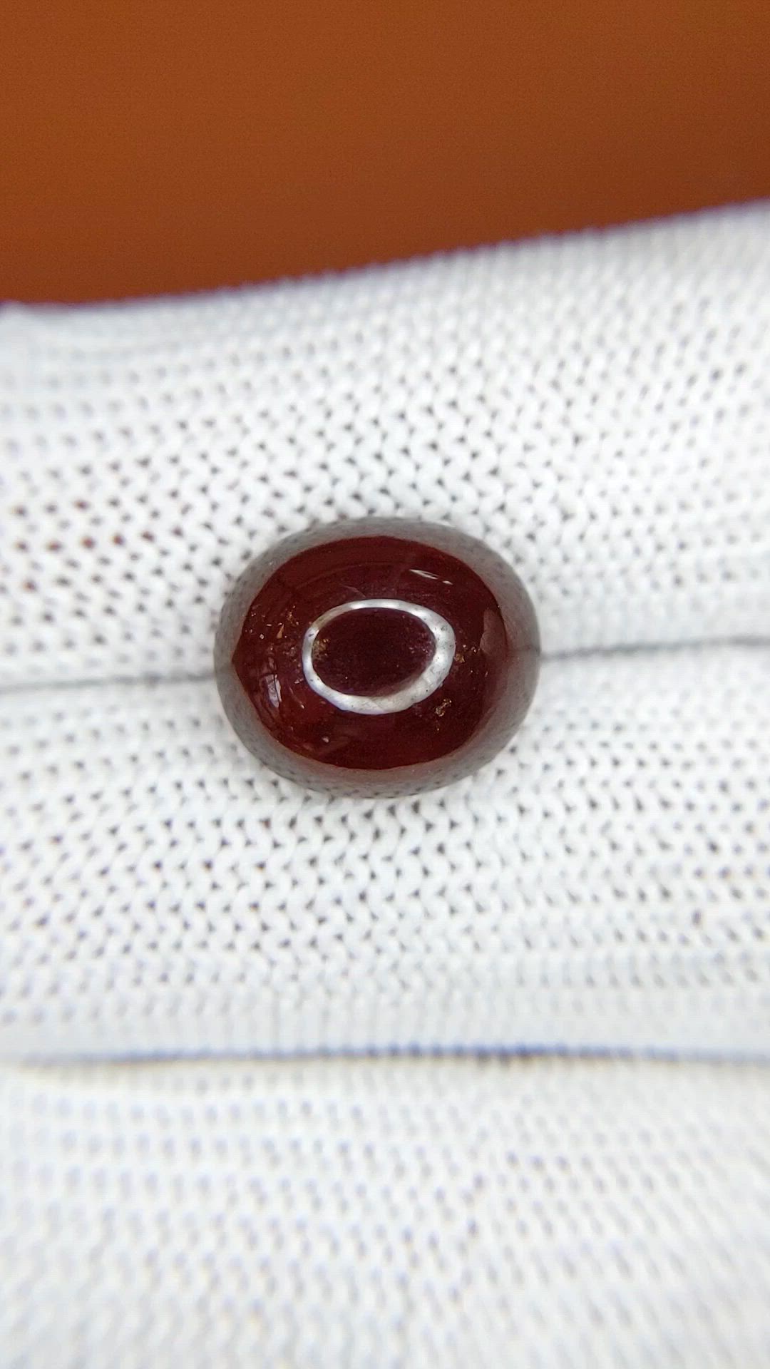 9.34 Ct. Orangish Red Cabochon Garnet from Ceylon (Sri Lanka) Size Video