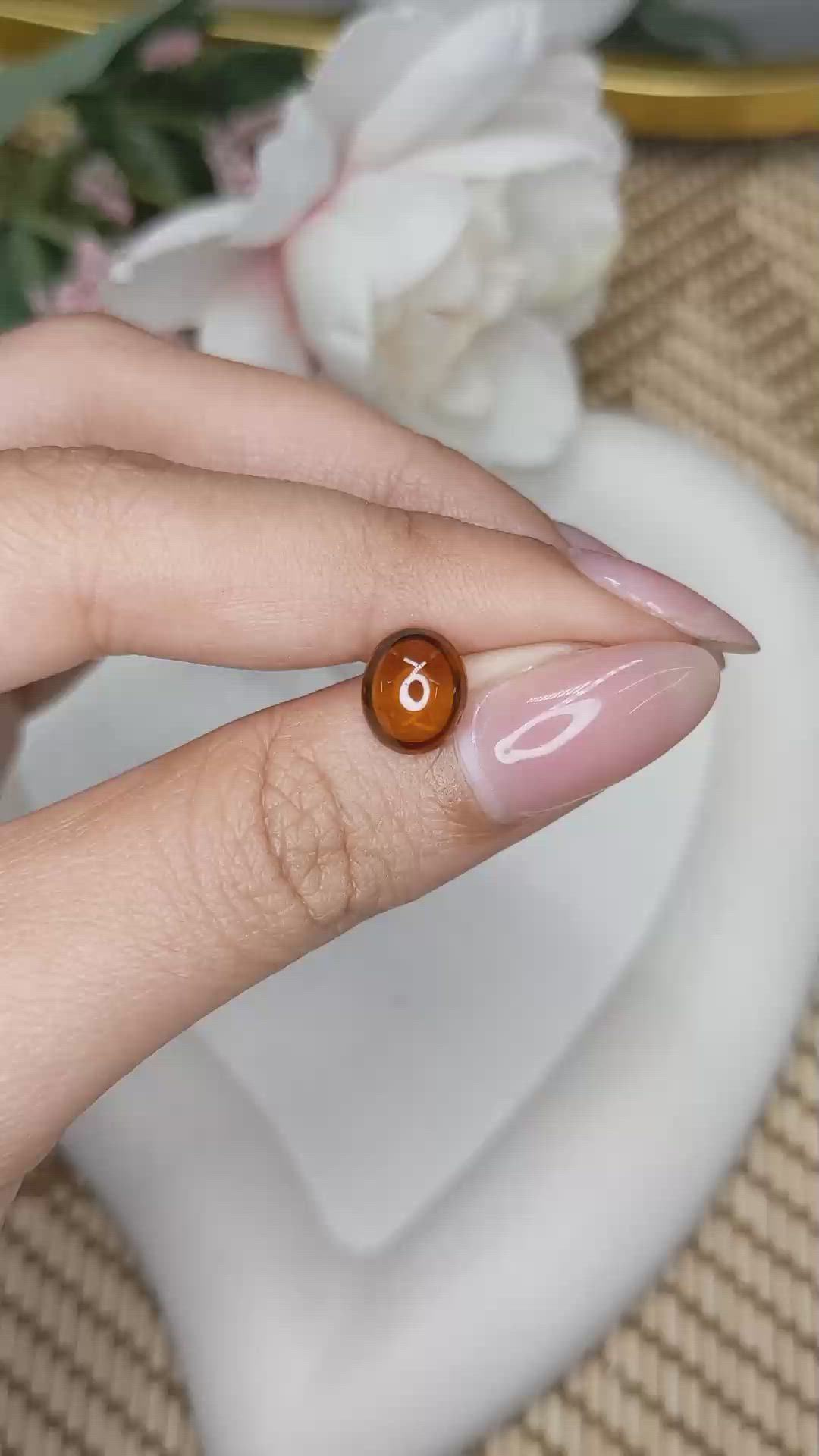 2.57 Ct. Yellowish Orange Cabochon Hessonite Garnet from Madagascar Size Video