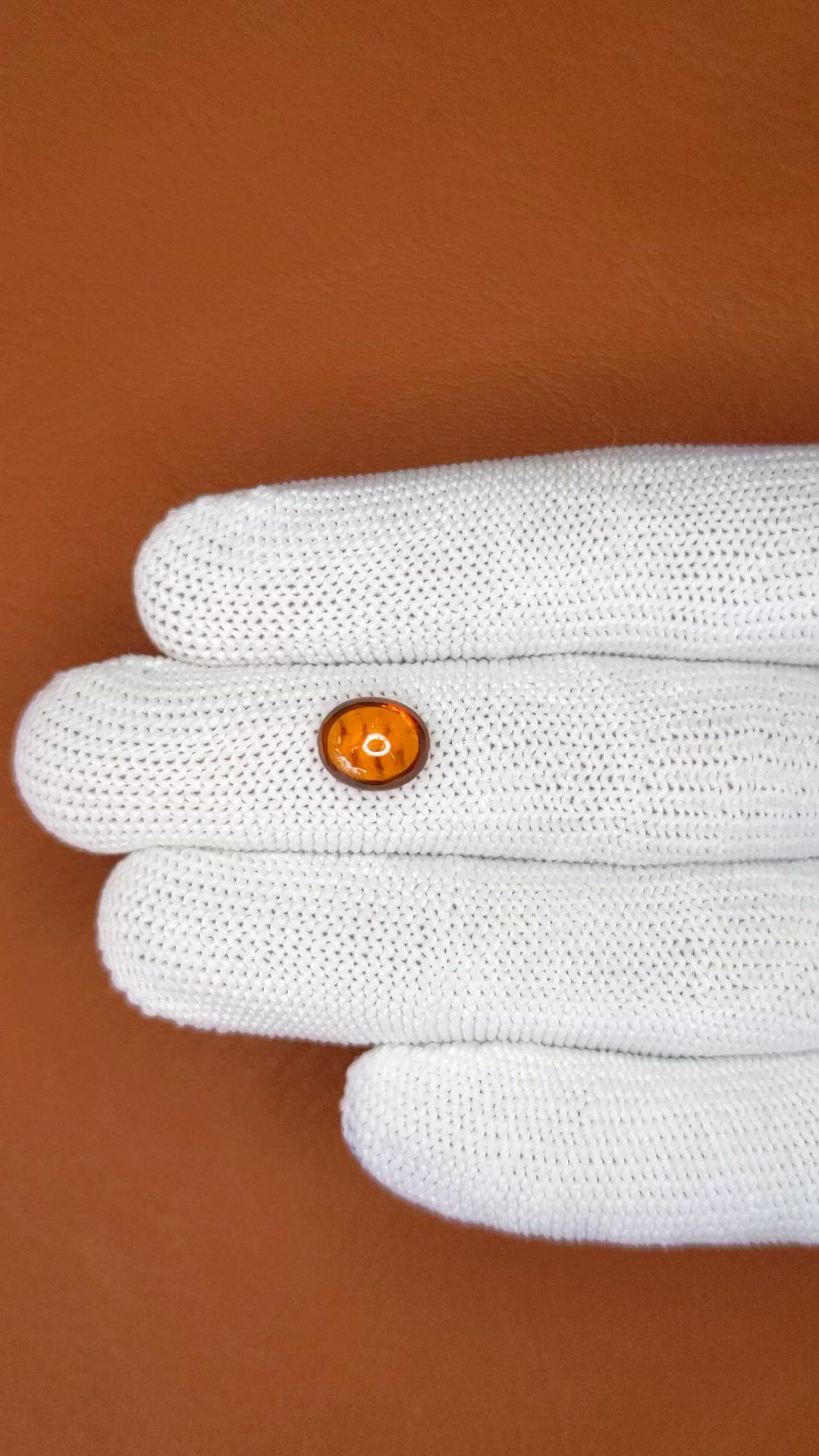 2.57 Ct. Yellowish Orange Cabochon Hessonite Garnet from Madagascar Size Video