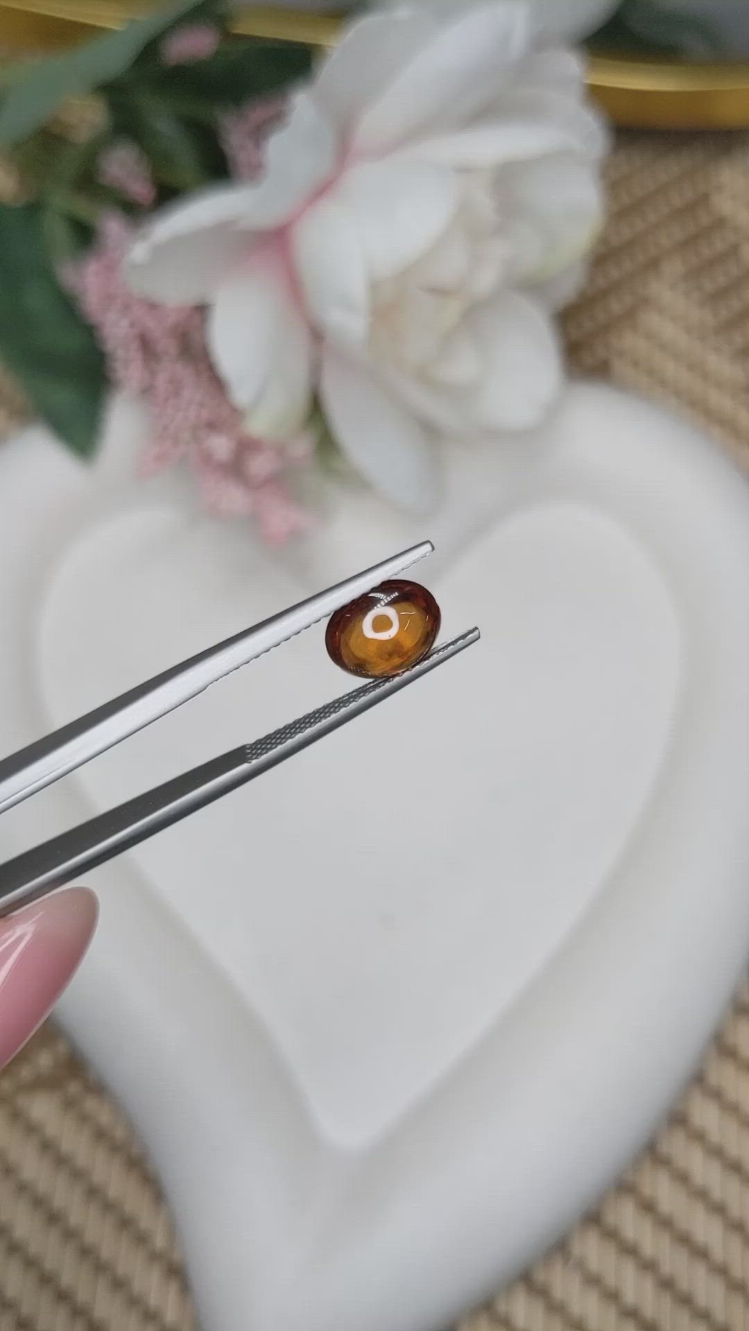 2.57 Ct. Yellowish Orange Cabochon Hessonite Garnet from Madagascar Size Video