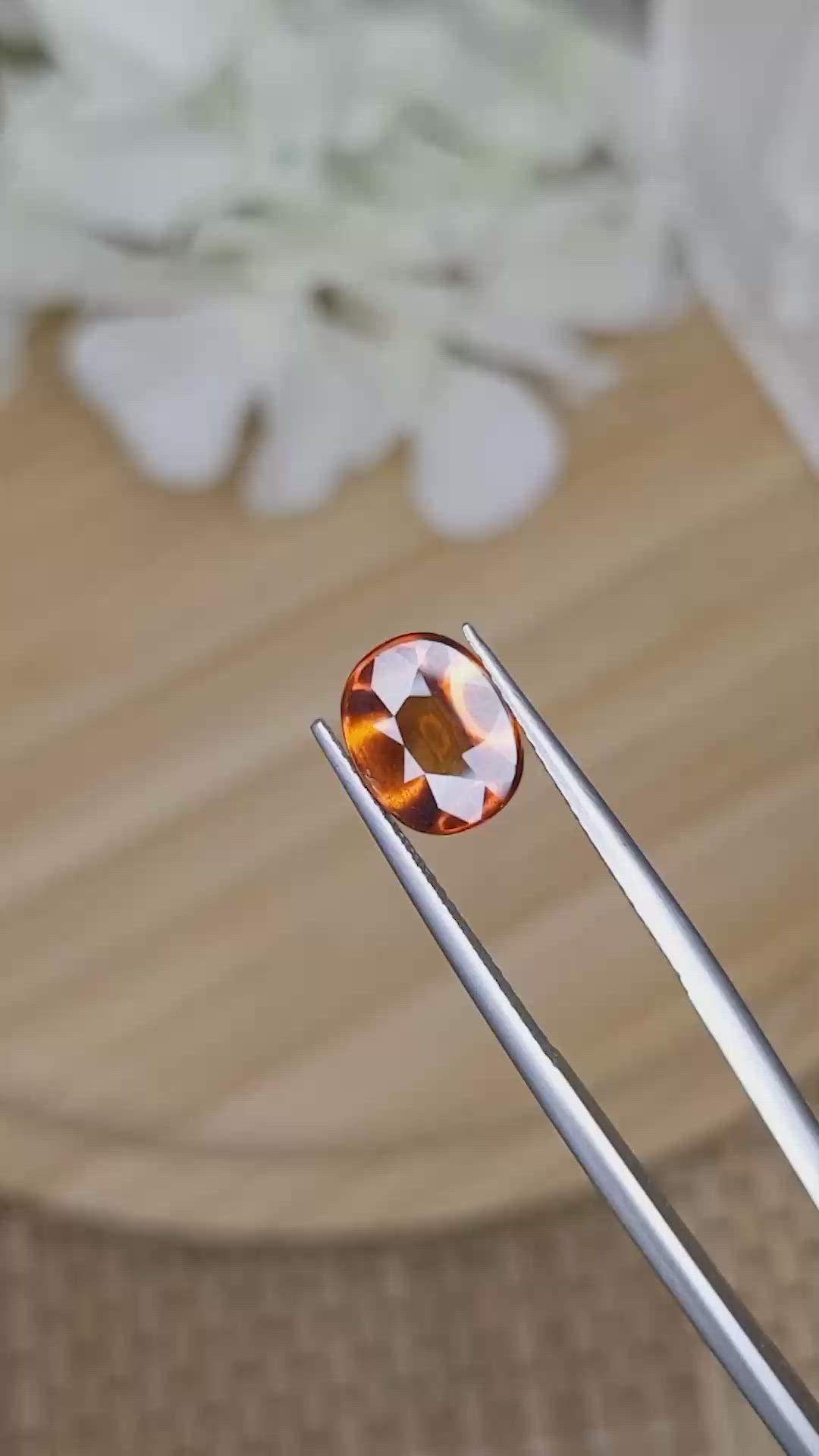 2.81 Ct. Golden Orange Cabochon Hessonite Garnet from Madagascar Size Video