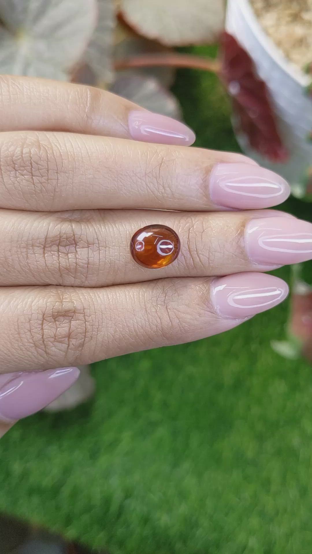 3.41 Ct. Orange Cabochon Hessonite Garnet from Madagascar Size Video