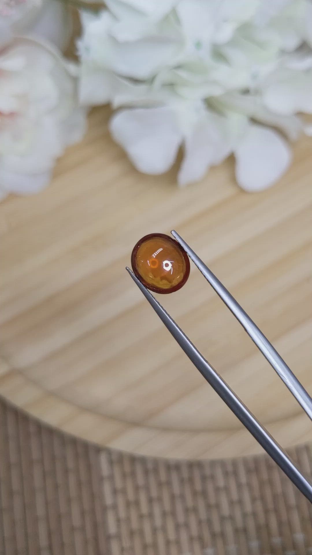 3.41 Ct. Orange Cabochon Hessonite Garnet from Madagascar Size Video