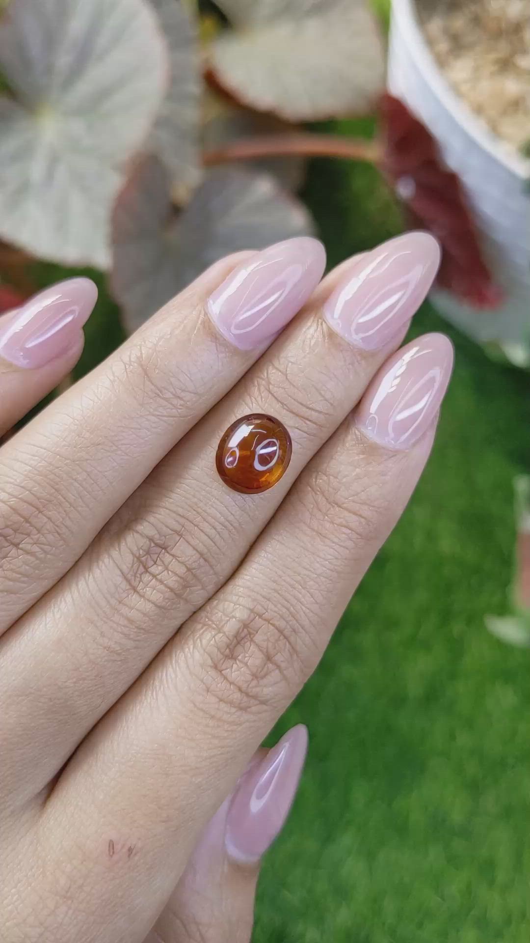 3.41 Ct. Orange Cabochon Hessonite Garnet from Madagascar Size Video