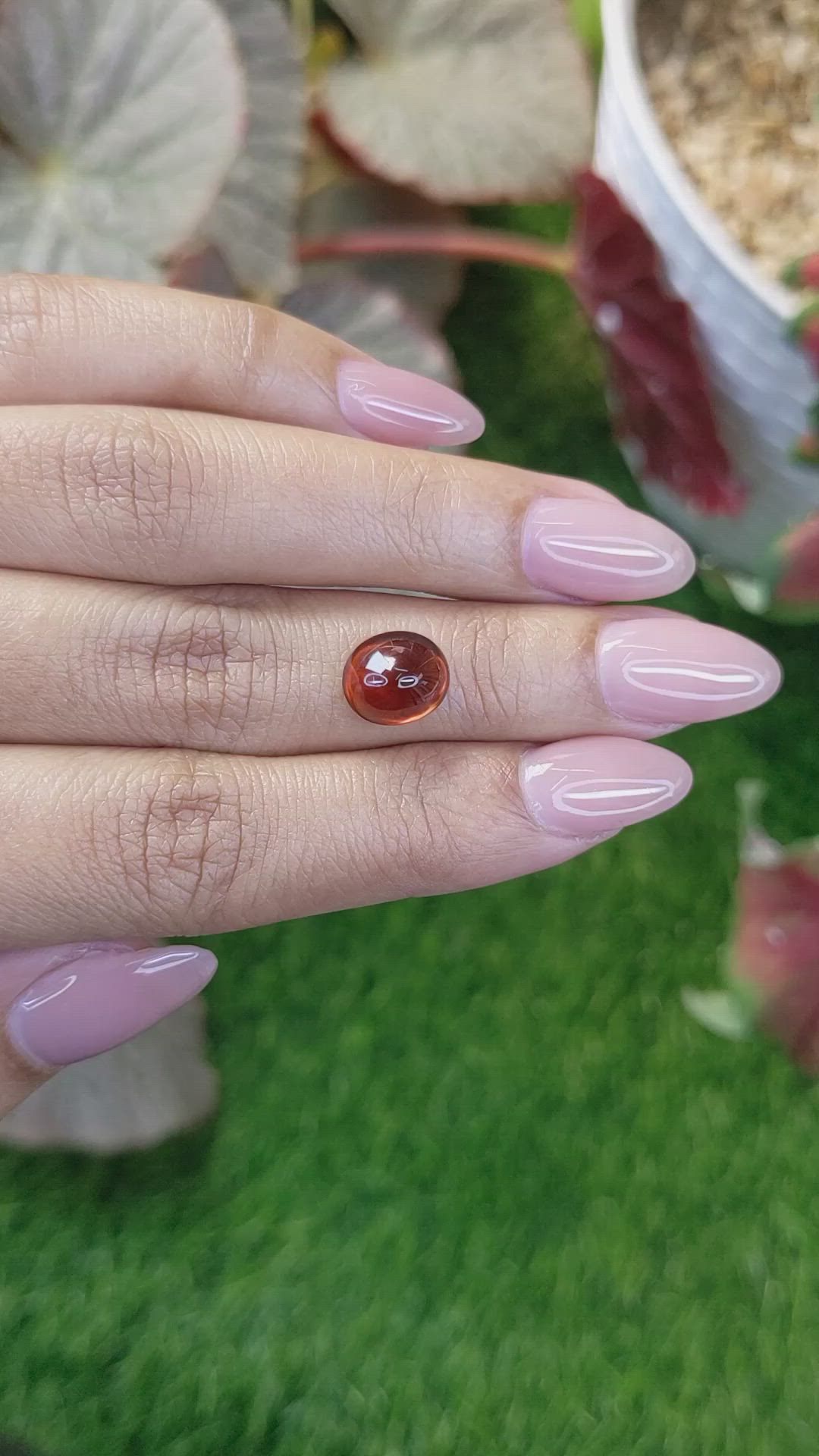 3.73 Ct. Reddish Orange Cabochon Hessonite Garnet from Madagascar Size Video