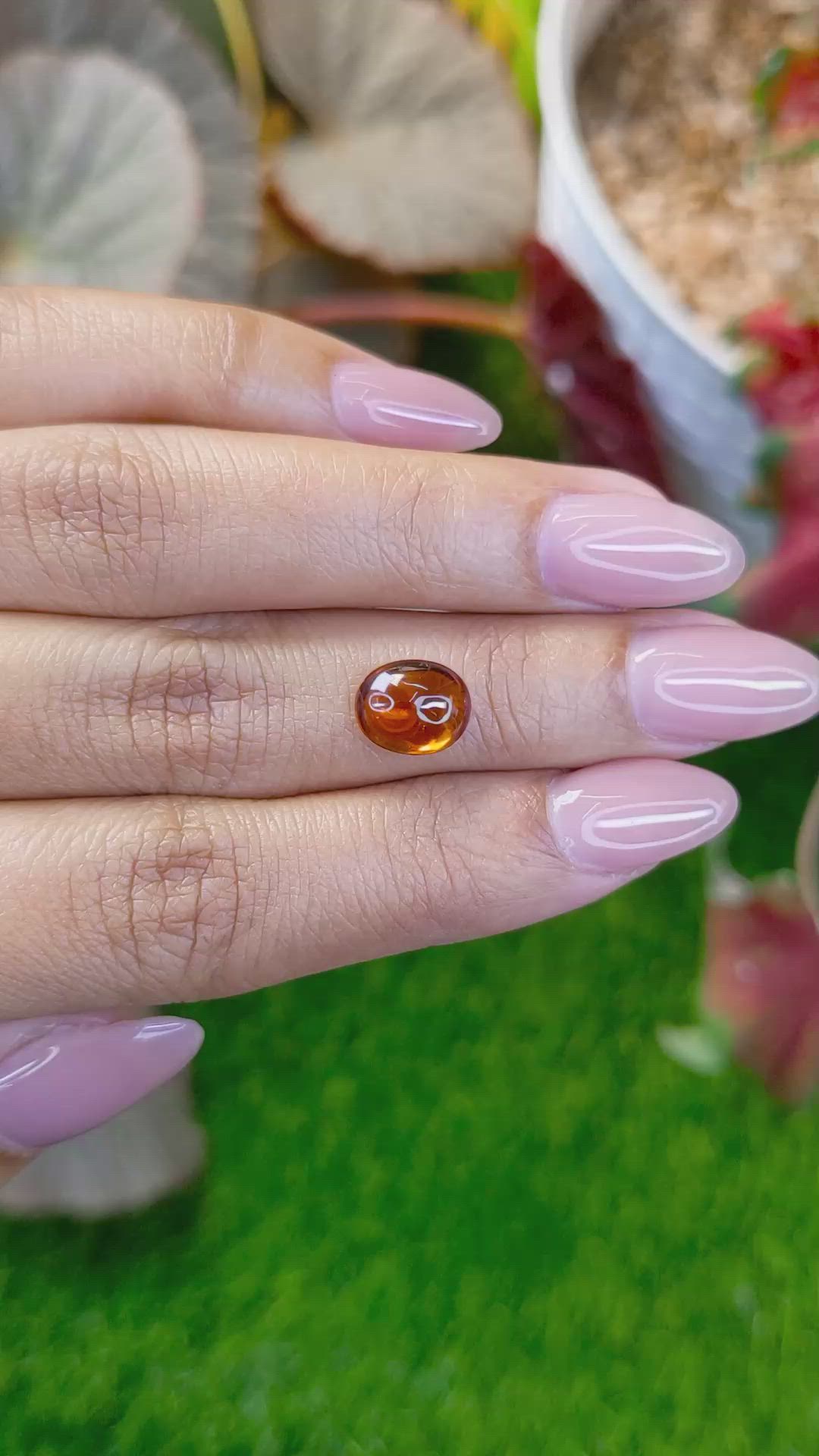 2.59 Ct. Orange Cabochon Hessonite Garnet from Madagascar Size Video