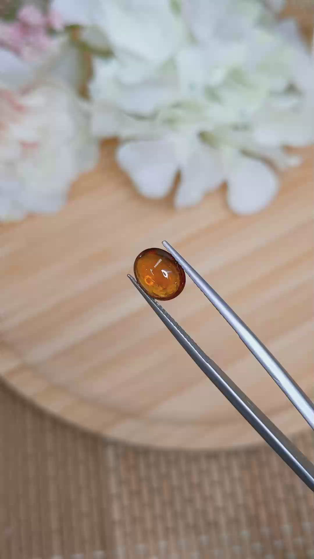 2.59 Ct. Orange Cabochon Hessonite Garnet from Madagascar Size Video