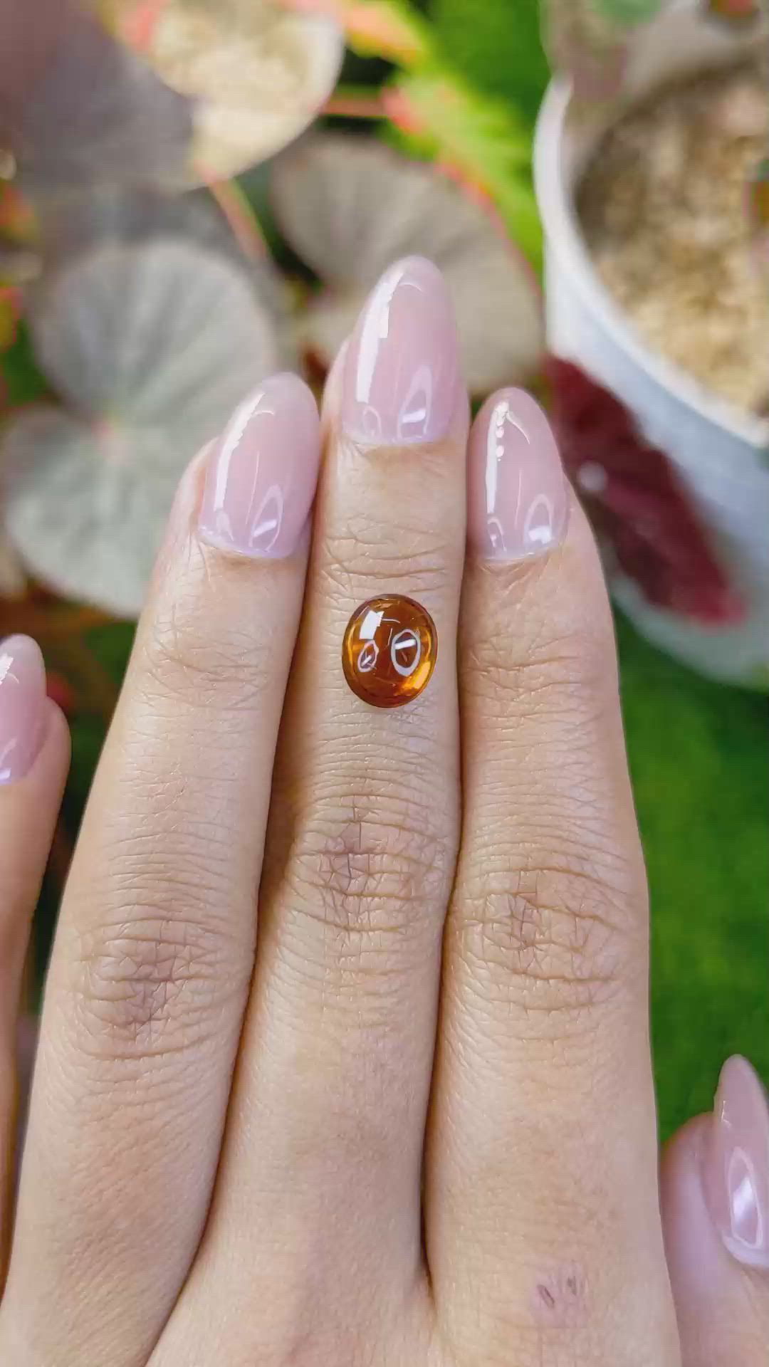 2.59 Ct. Orange Cabochon Hessonite Garnet from Madagascar Size Video