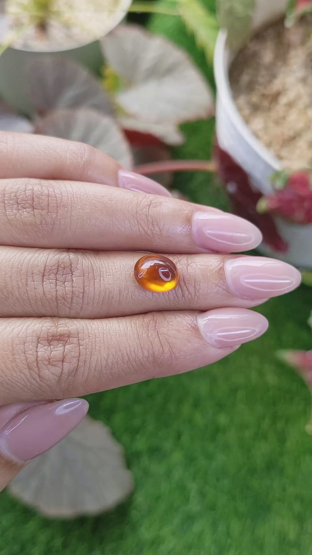 4.30 Ct. Orange Cabochon Hessonite Garnet from Madagascar Size Video