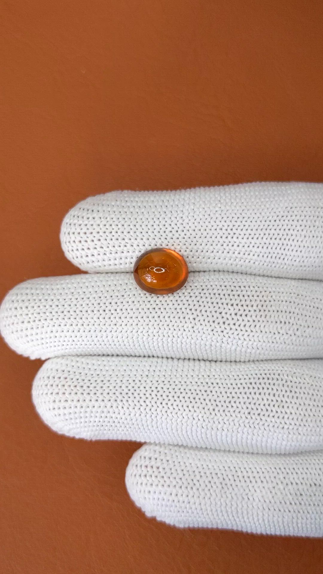 4.30 Ct. Orange Cabochon Hessonite Garnet from Madagascar Size Video