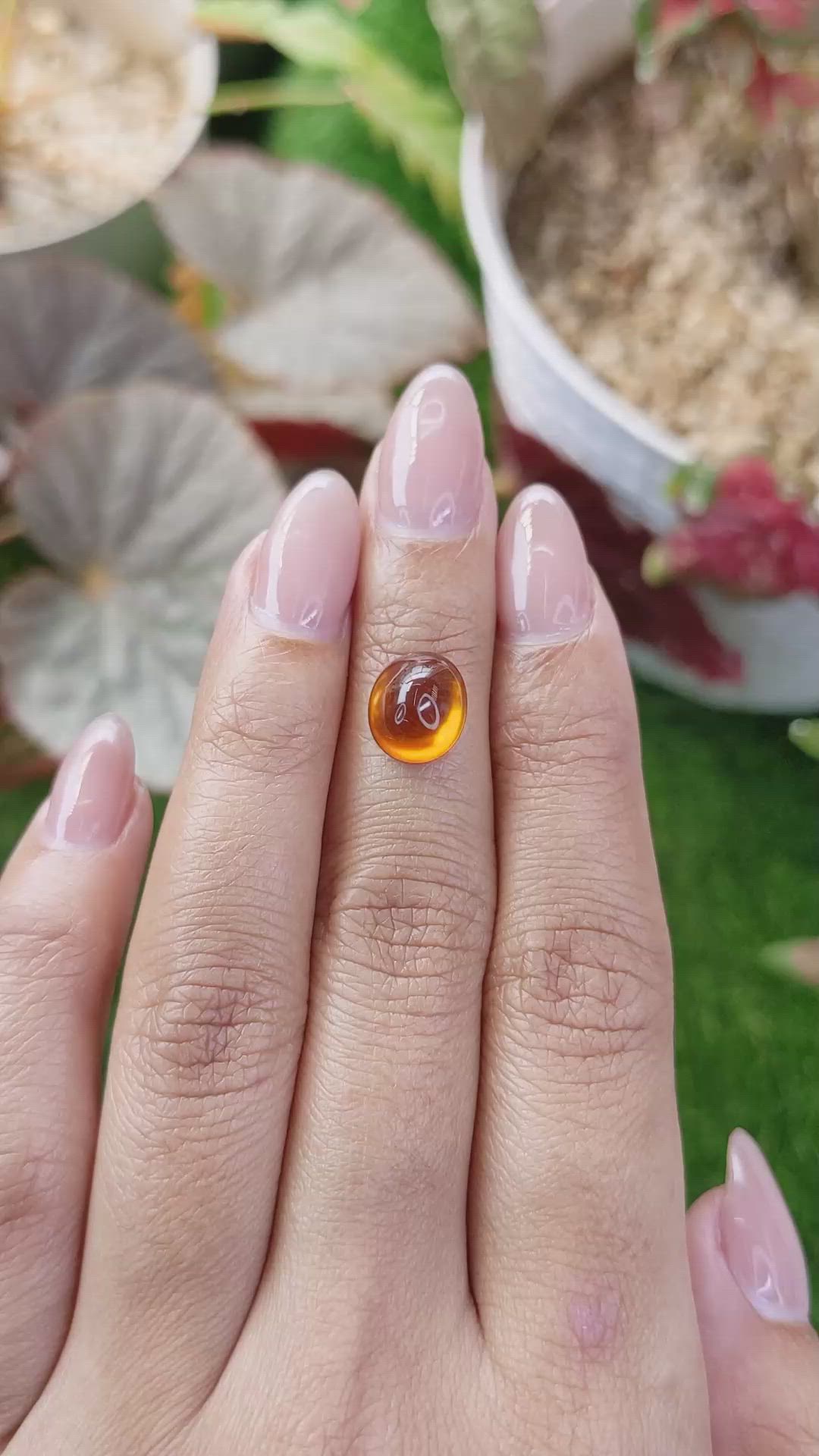 4.30 Ct. Orange Cabochon Hessonite Garnet from Madagascar Size Video