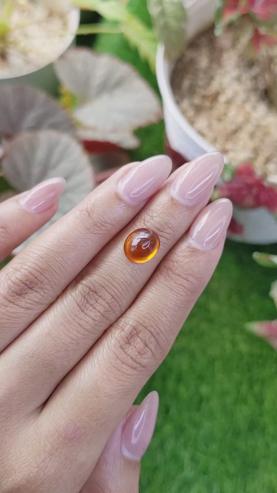 4.30 Ct. Orange Cabochon Hessonite Garnet from Madagascar Size Video
