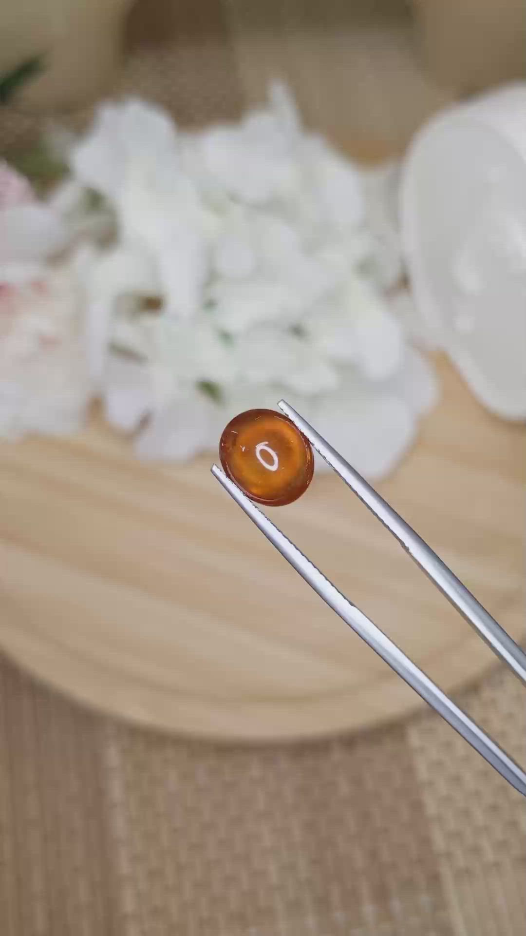4.30 Ct. Orange Cabochon Hessonite Garnet from Madagascar Size Video