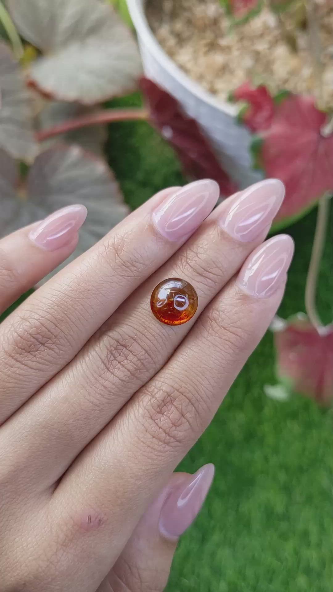 4.37 Ct. Orange Cabochon Hessonite Garnet from Madagascar Size Video