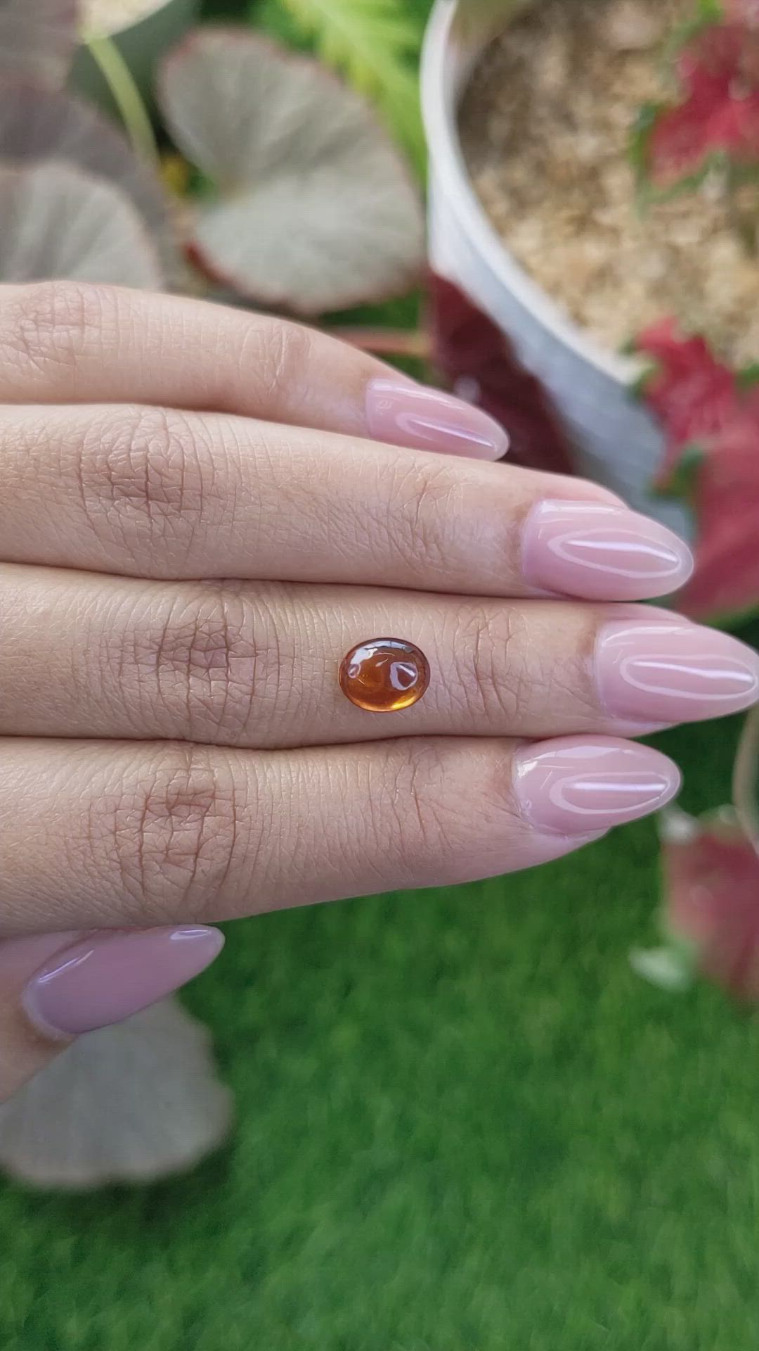 1.89 Ct. Orange Cabochon Hessonite Garnet from Madagascar Size Video
