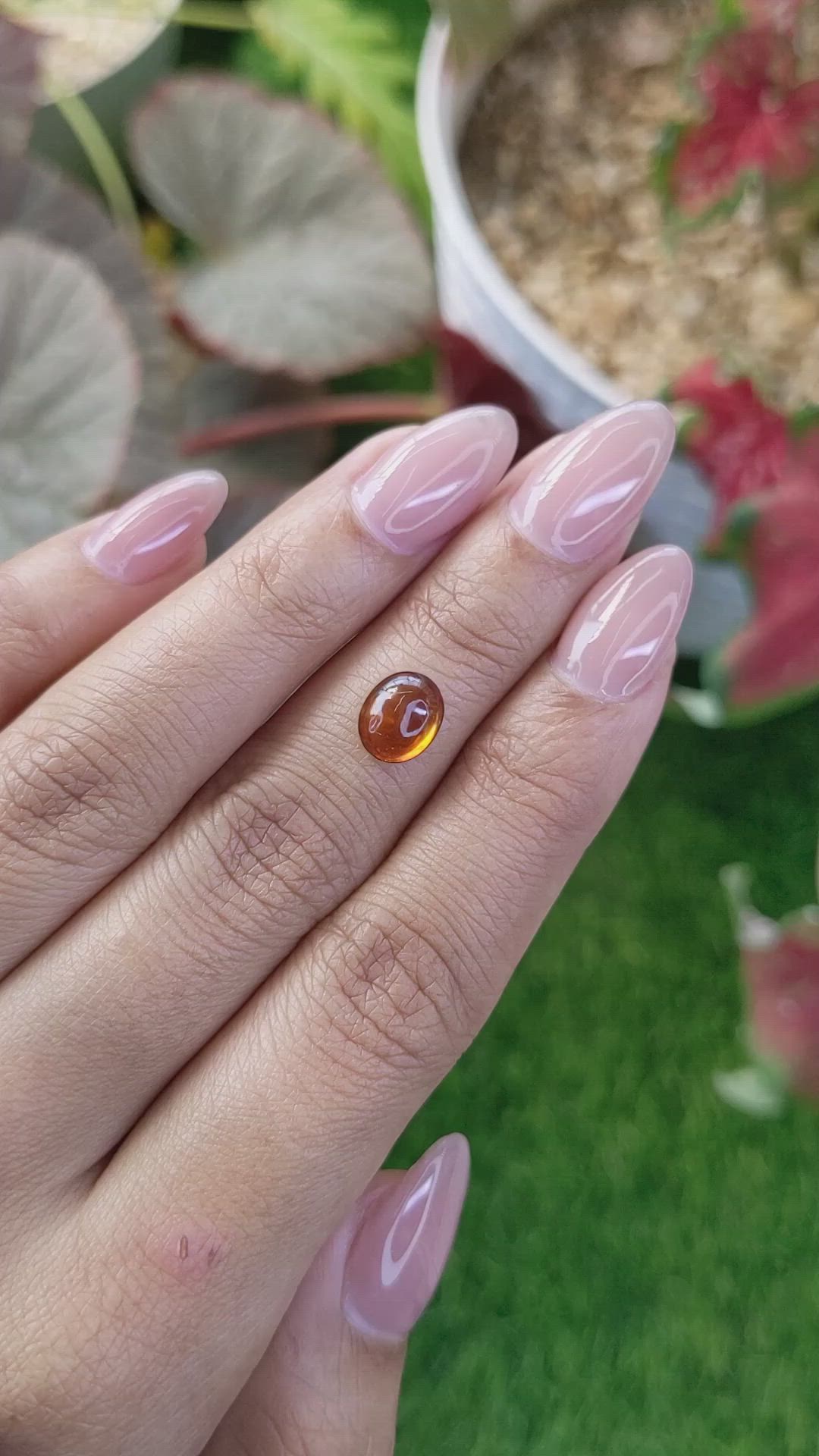 1.89 Ct. Orange Cabochon Hessonite Garnet from Madagascar Size Video