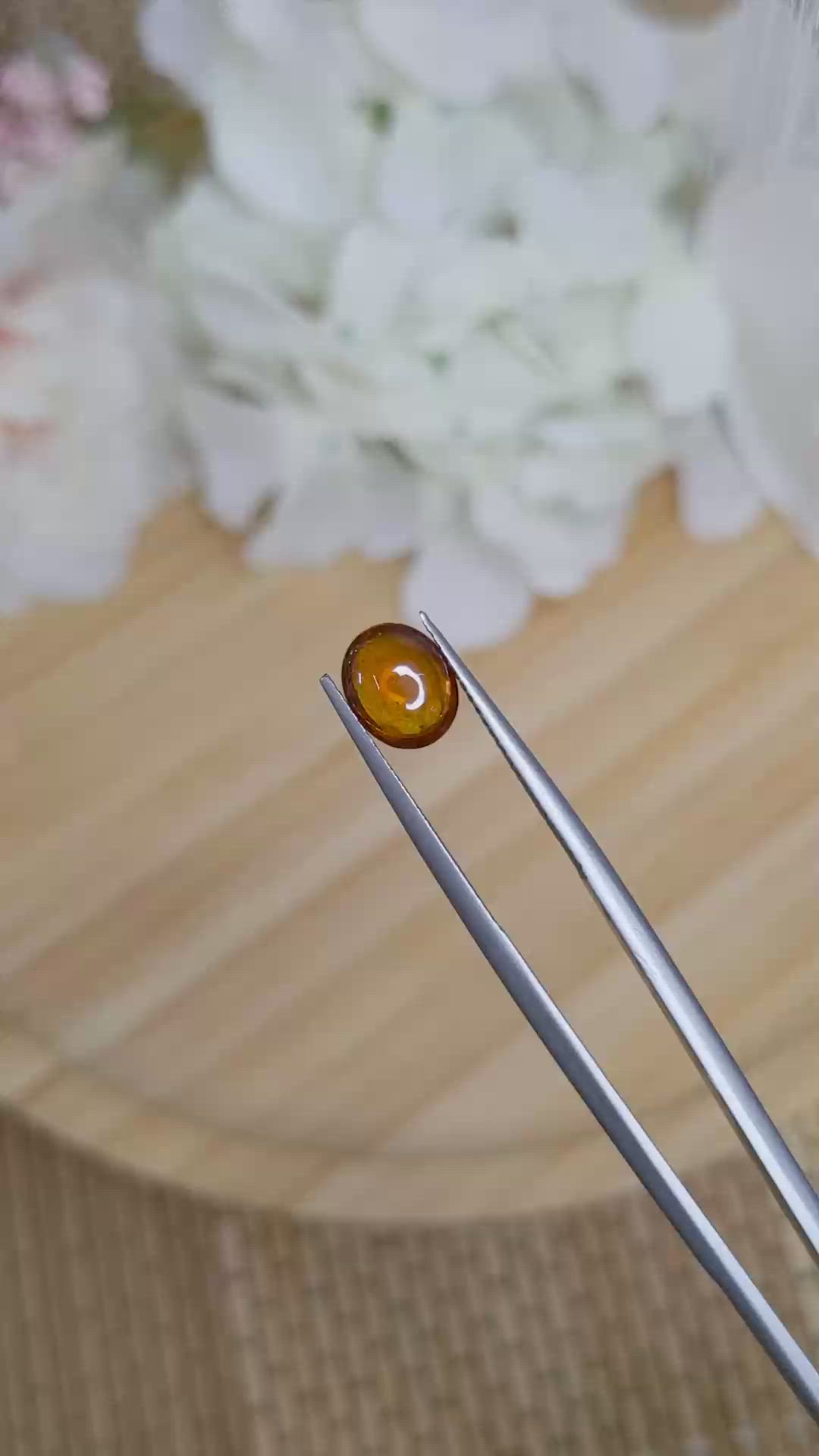 1.89 Ct. Orange Cabochon Hessonite Garnet from Madagascar Size Video