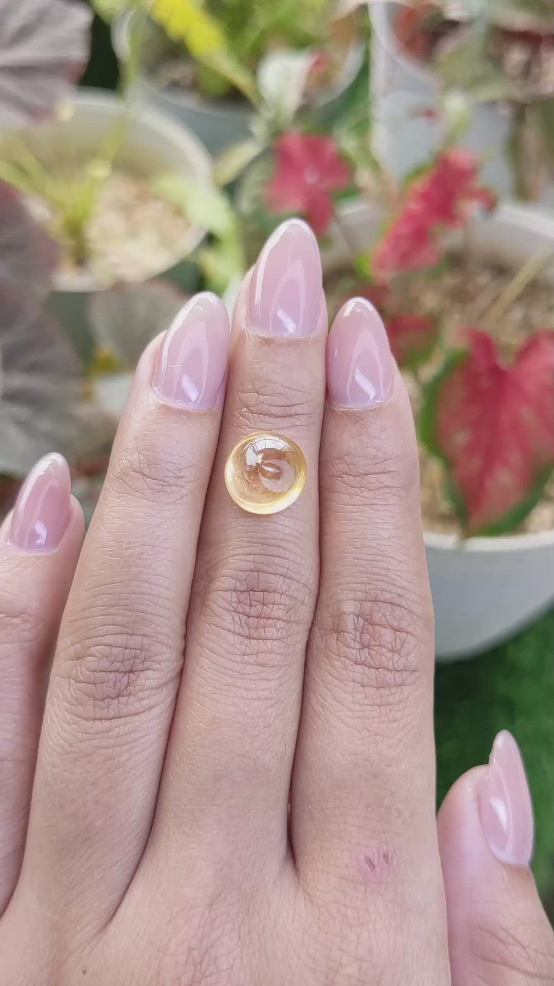 6.02 Ct. Peach Cabochon Citrine from Ceylon (Sri Lanka) Size Video