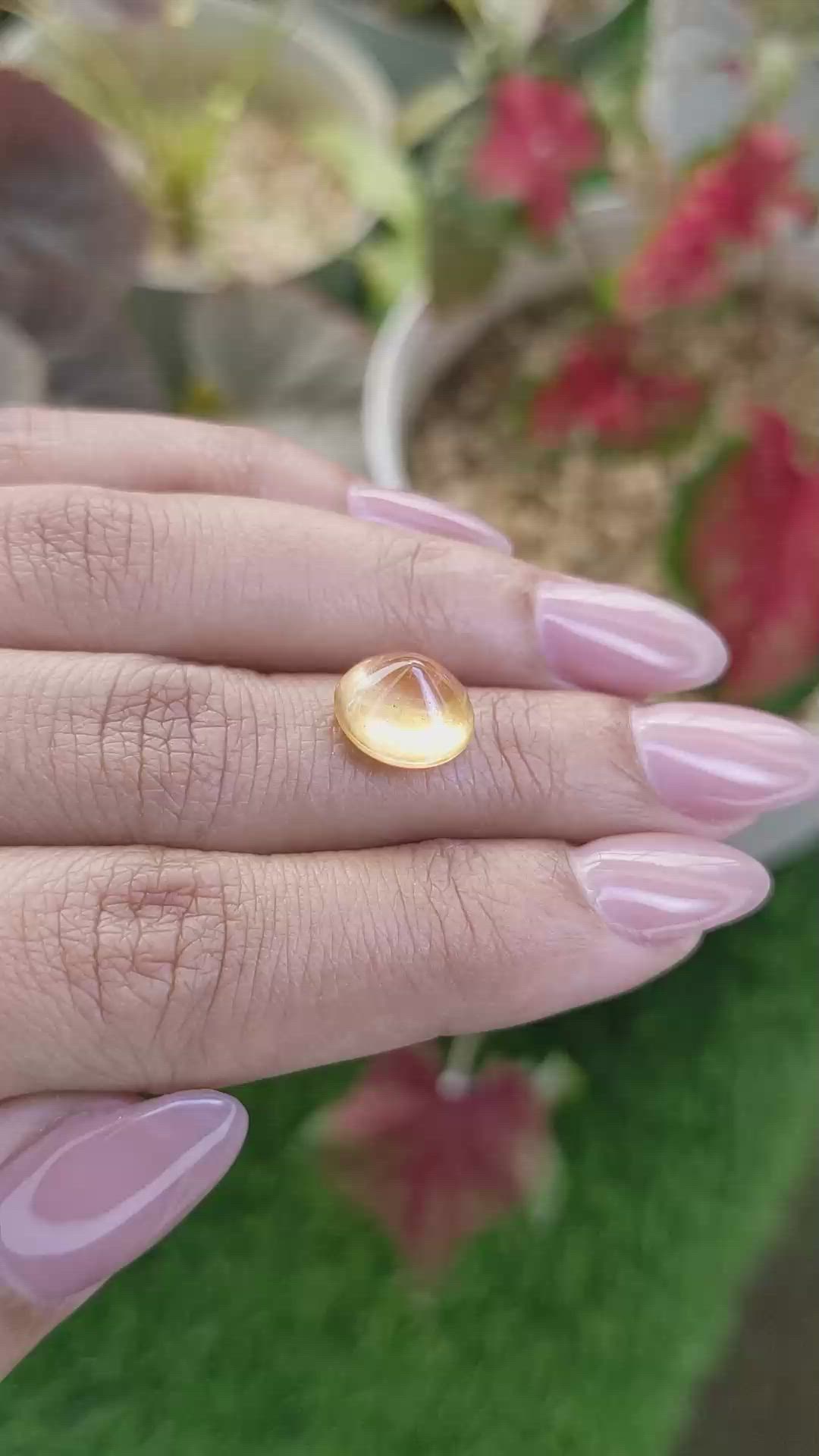 6.02 Ct. Peach Cabochon Citrine from Ceylon (Sri Lanka) Size Video