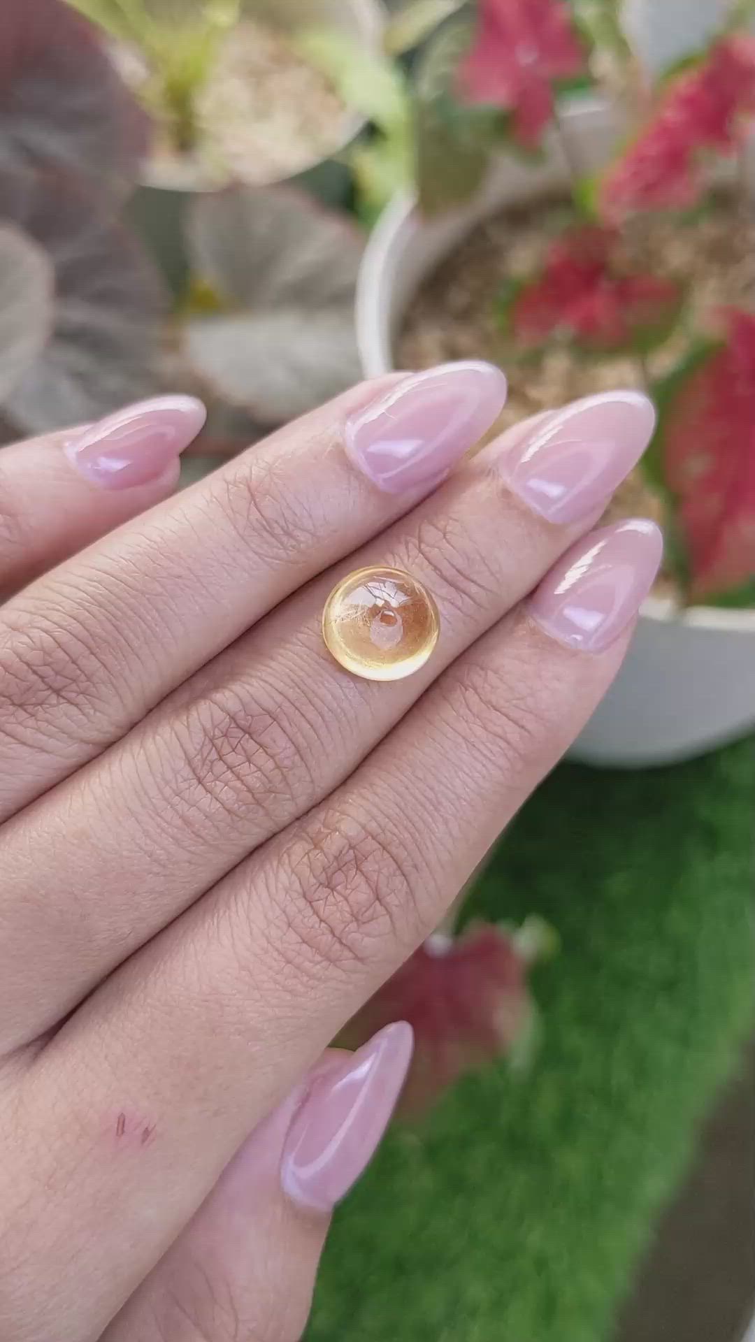 6.02 Ct. Peach Cabochon Citrine from Ceylon (Sri Lanka) Size Video