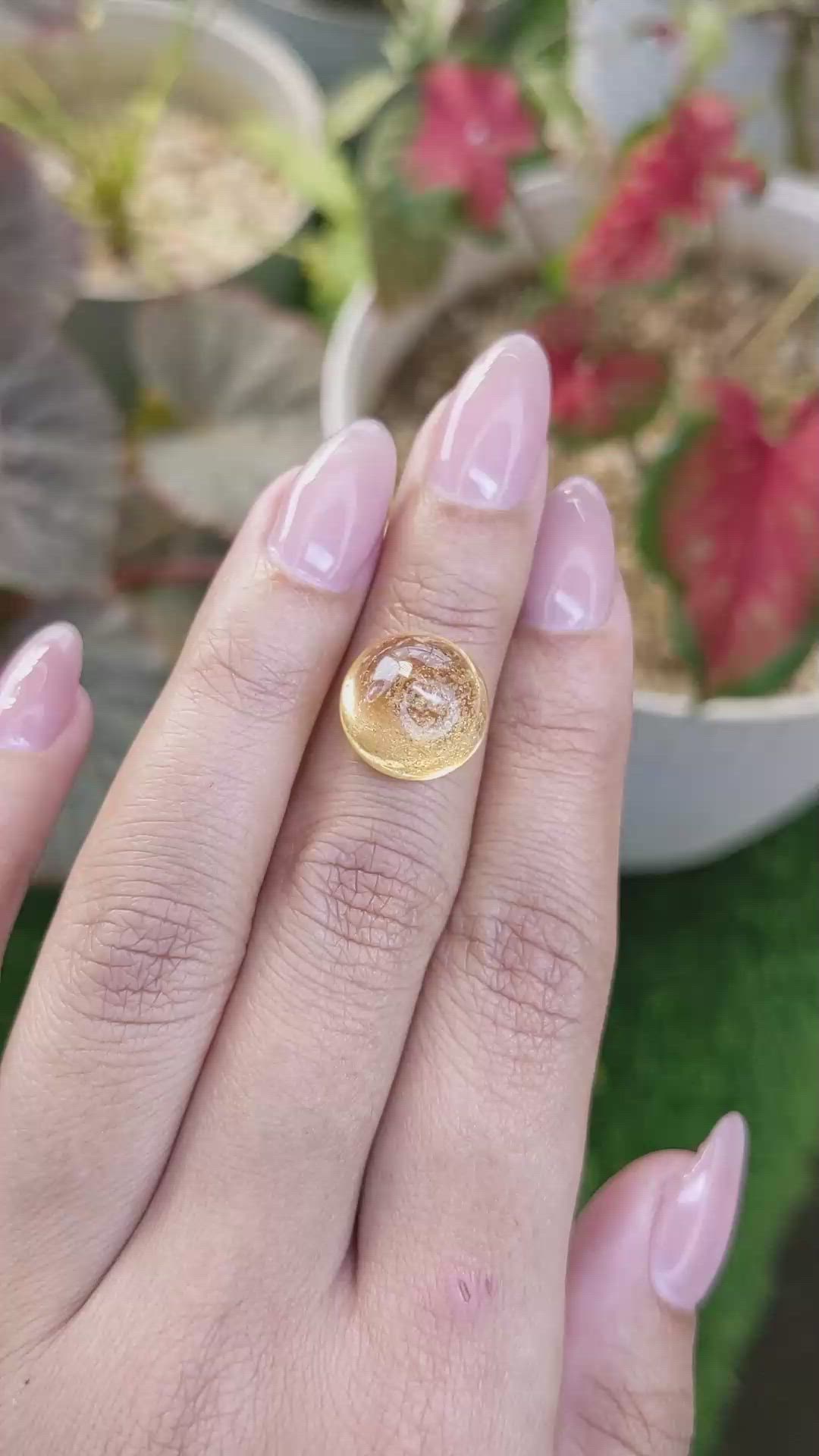 13.60 Ct. Golden Cabochon Citrine from Ceylon (Sri Lanka) Size Video