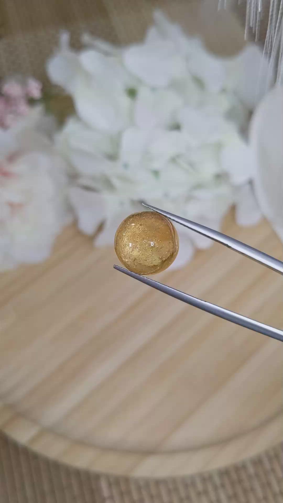 13.60 Ct. Golden Cabochon Citrine from Ceylon (Sri Lanka) Size Video