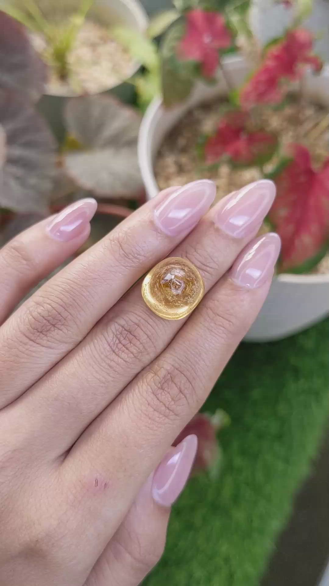 21.99 Ct. Golden Cabochon Citrine from Ceylon (Sri Lanka) Size Video