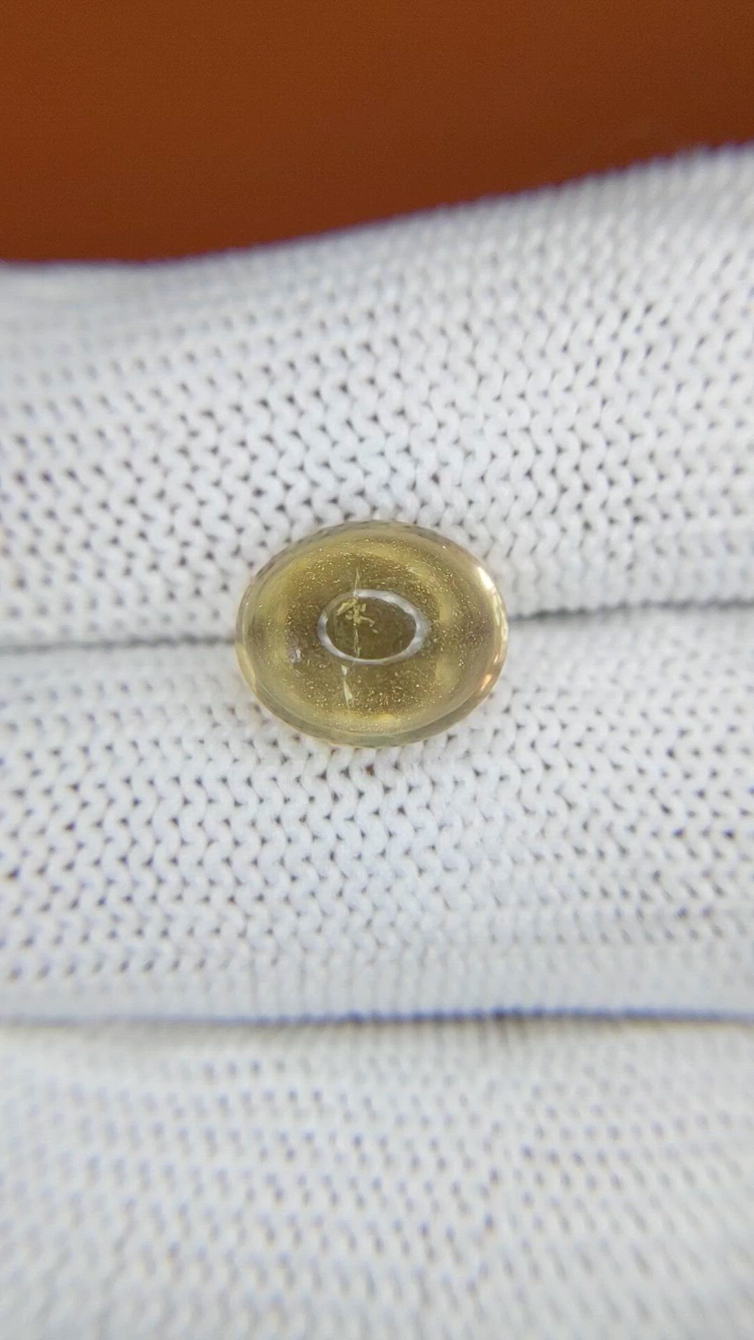 4.41 Ct. Greenish Yellow Cabochon Citrine from Ceylon (Sri Lanka) Size Video