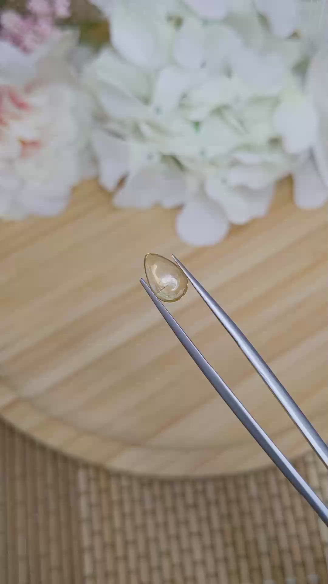 1.25 Ct. Yellow Cabochon Citrine from Ceylon (Sri Lanka) Size Video