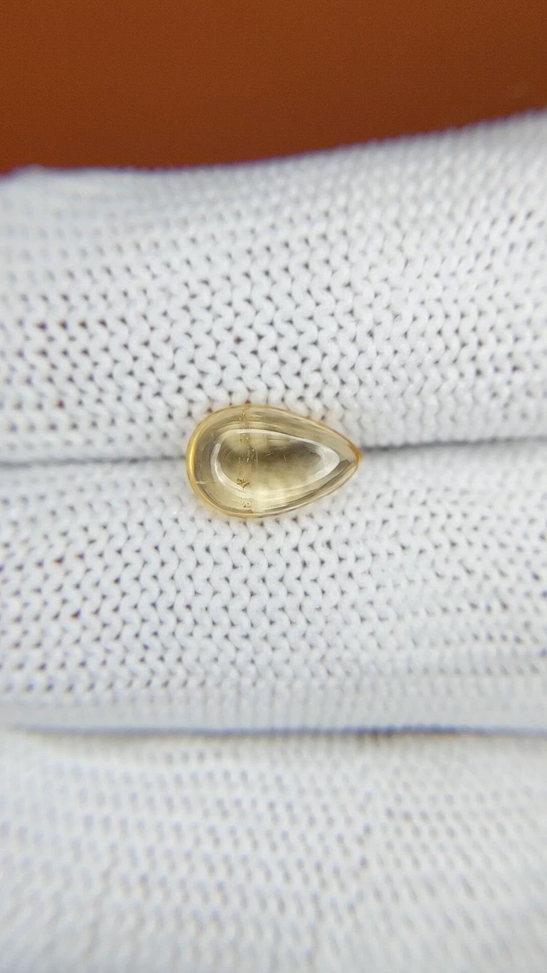 1.25 Ct. Yellow Cabochon Citrine from Ceylon (Sri Lanka) Size Video