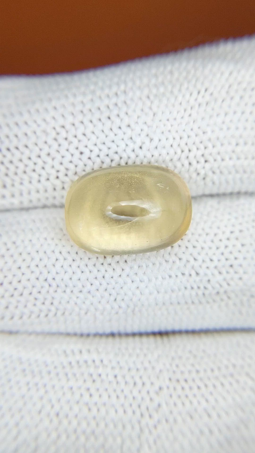 7.63 Ct. Yellow Cabochon Citrine from Ceylon (Sri Lanka) Size Video
