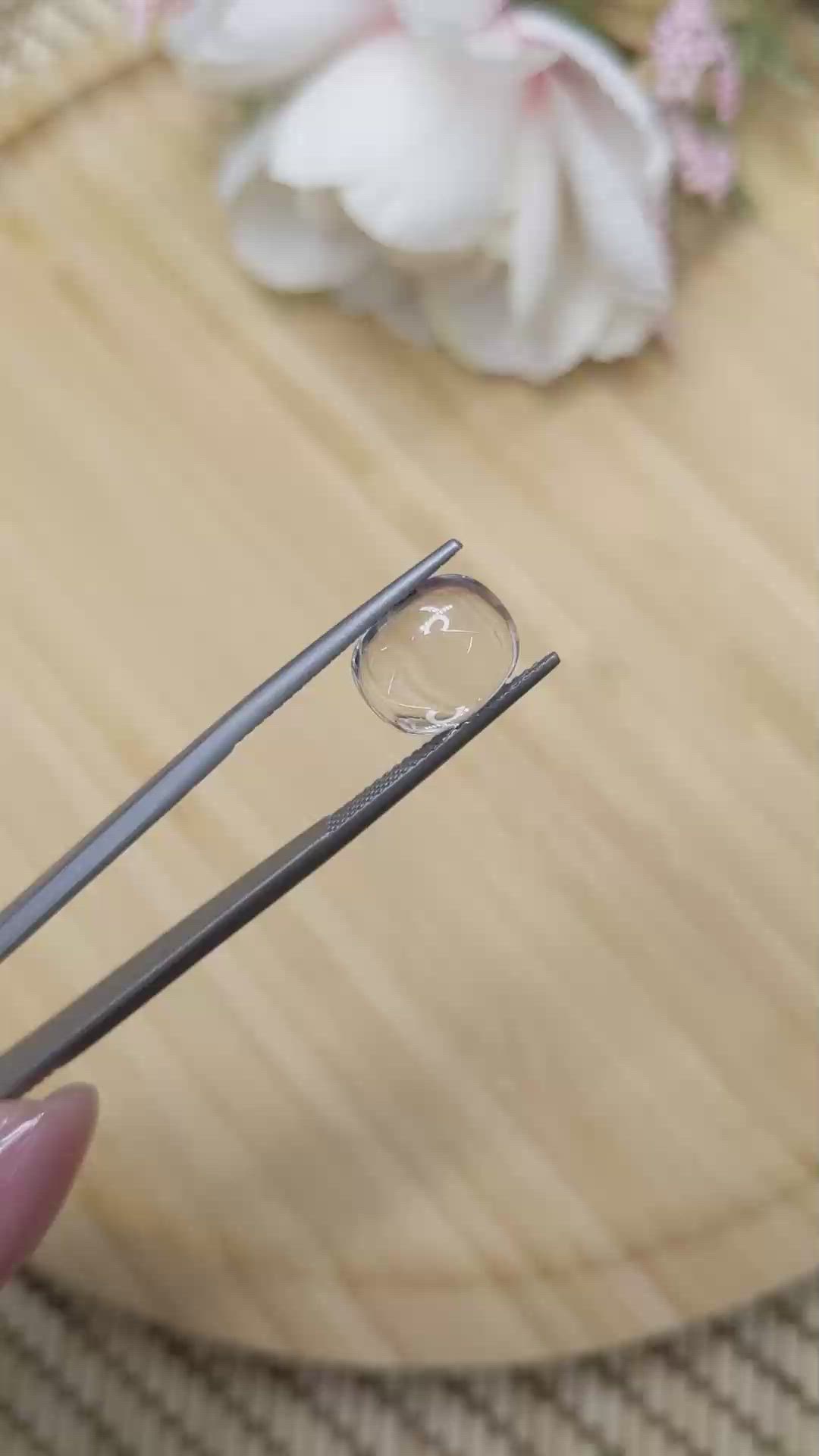4.37 Ct. White Cabochon Quartz from Madagascar Size Video