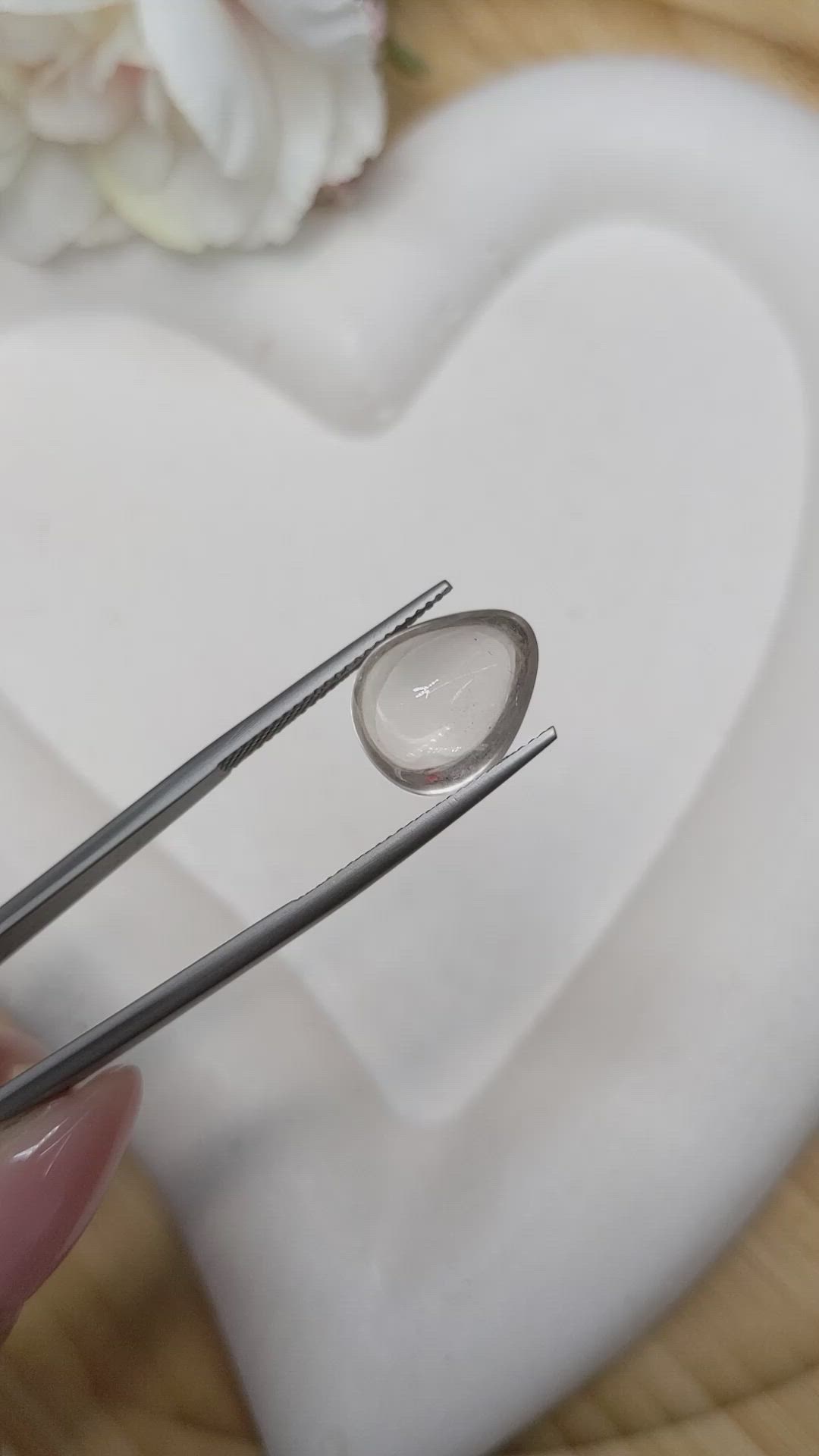 7.07 Ct. White Cabochon Quartz from Madagascar Size Video