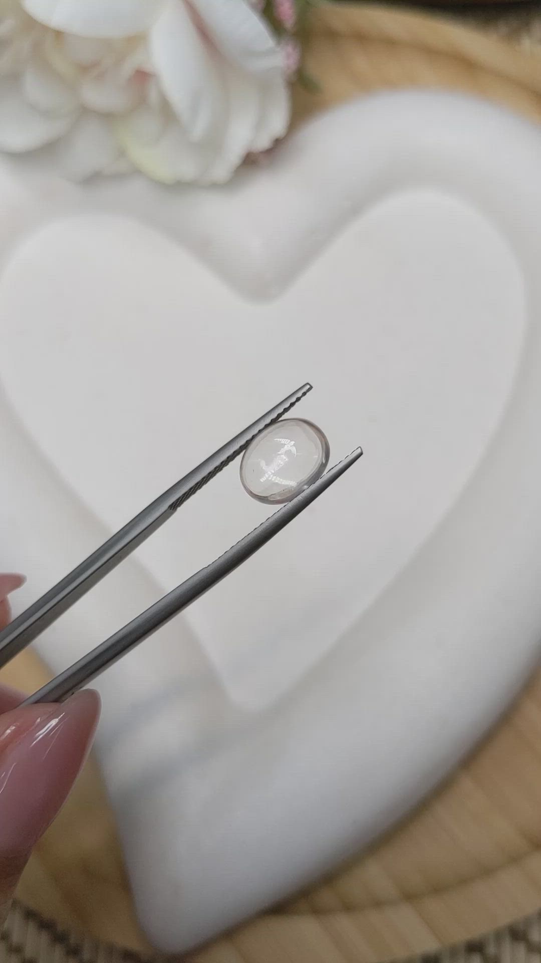 2.69 Ct. White Cabochon Quartz from Madagascar Size Video