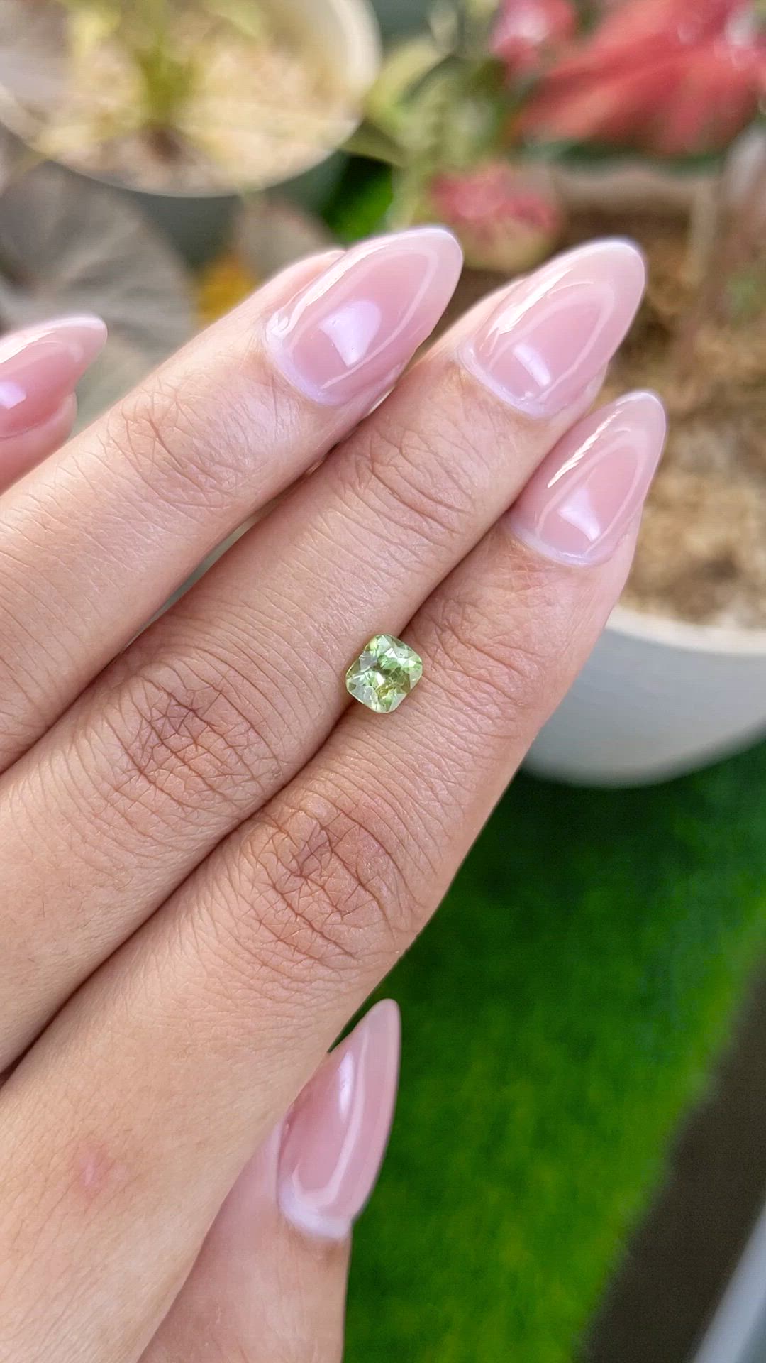 0.79 Ct. Green (Lime Green) Peridot from Pakistan Size Video