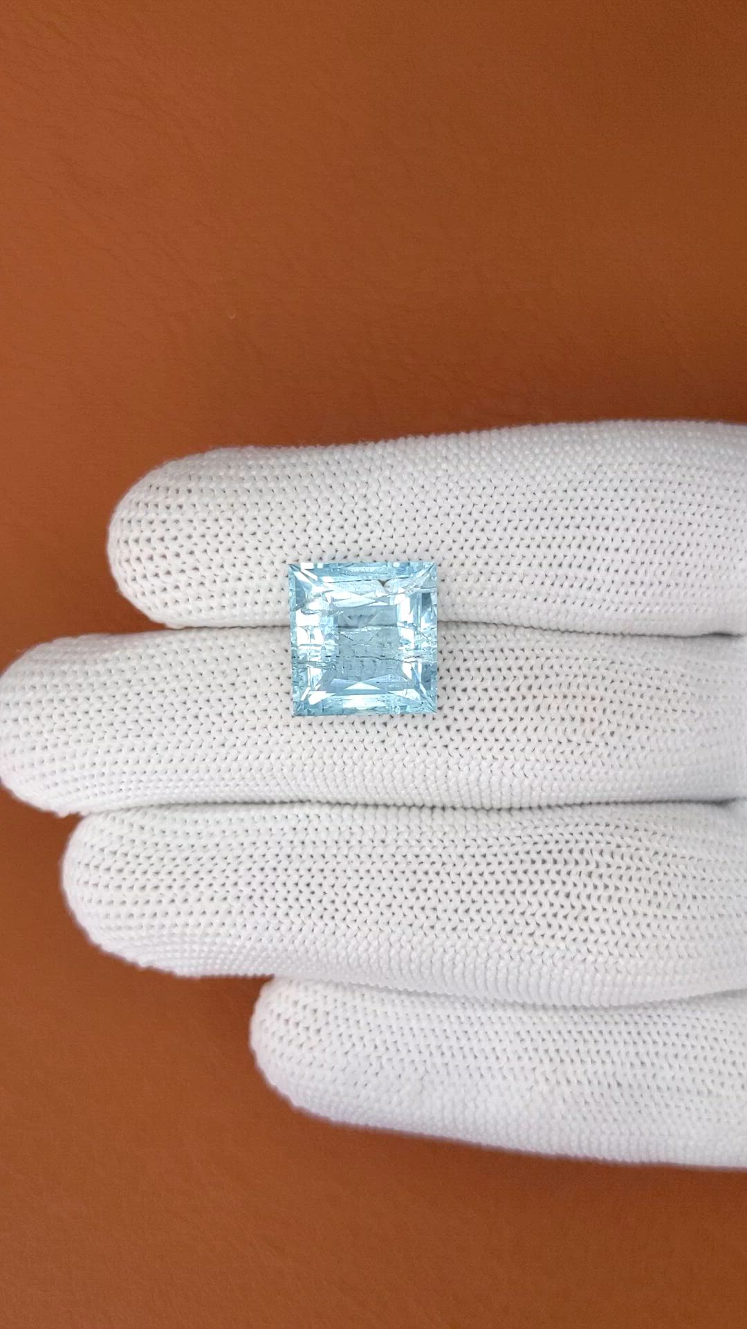 8.85 Ct. Blue Aquamarine from Madagascar Size Video