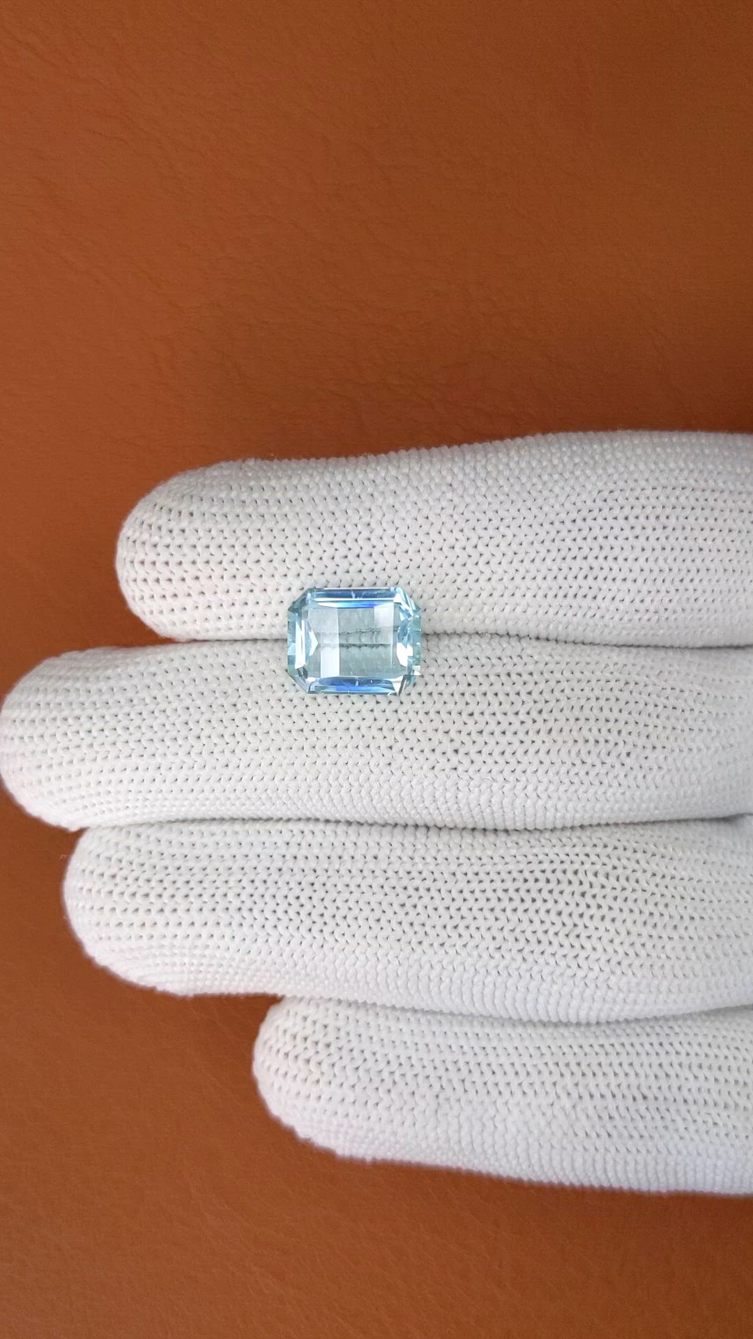 3.68 Ct. Blue Aquamarine from Madagascar Size Video