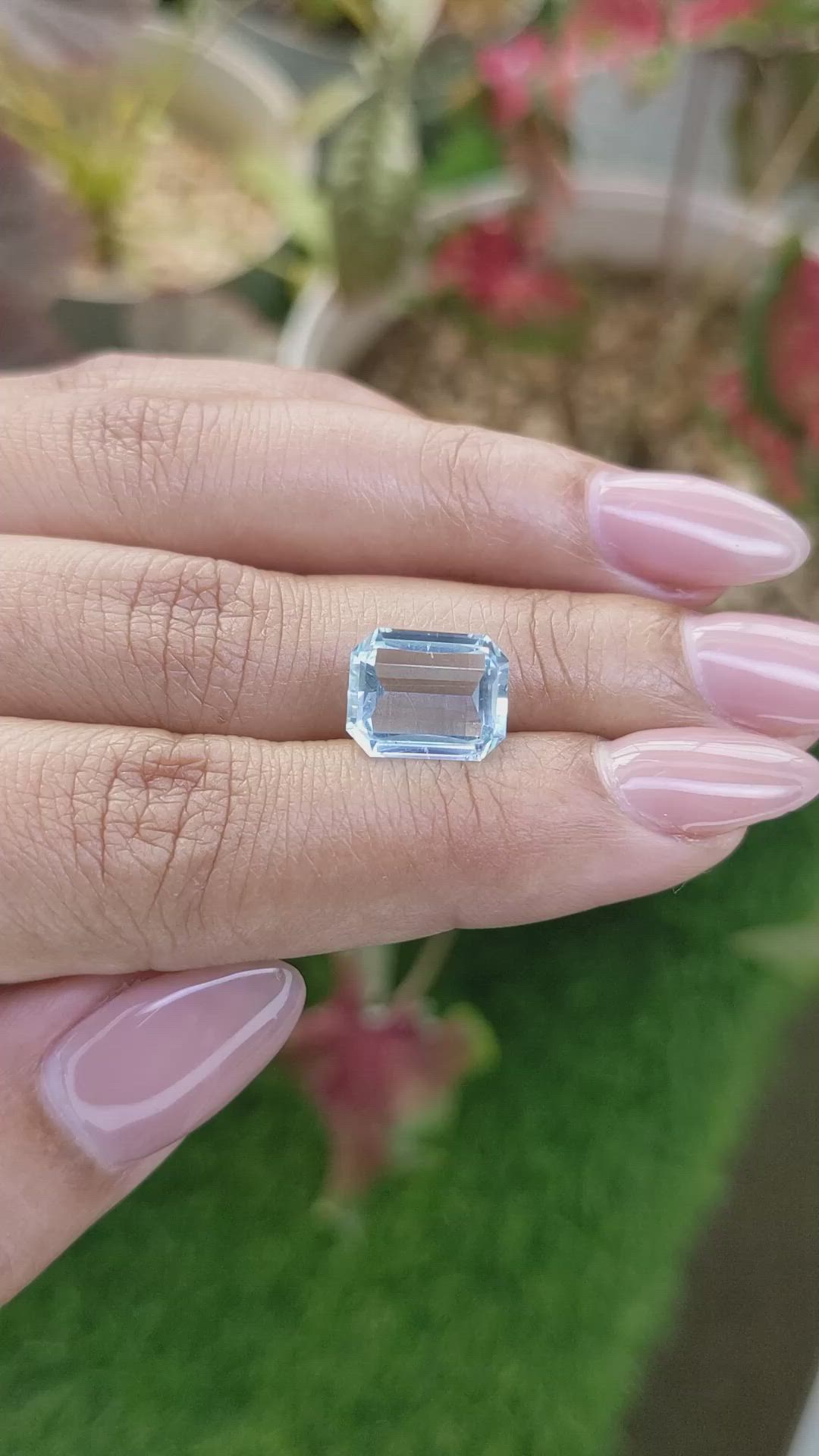 3.68 Ct. Blue Aquamarine from Madagascar Size Video