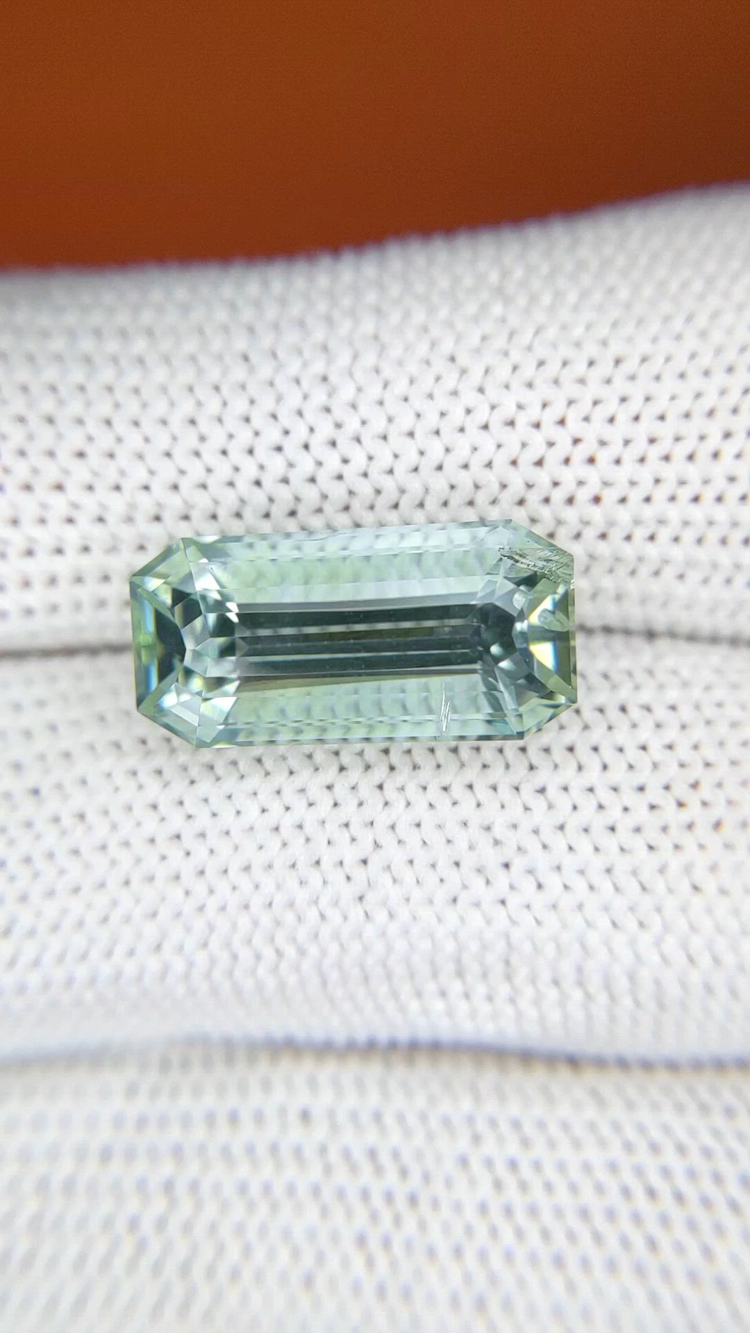 8.06 Ct. Bluish Green Aquamarine from Madagascar Size Video