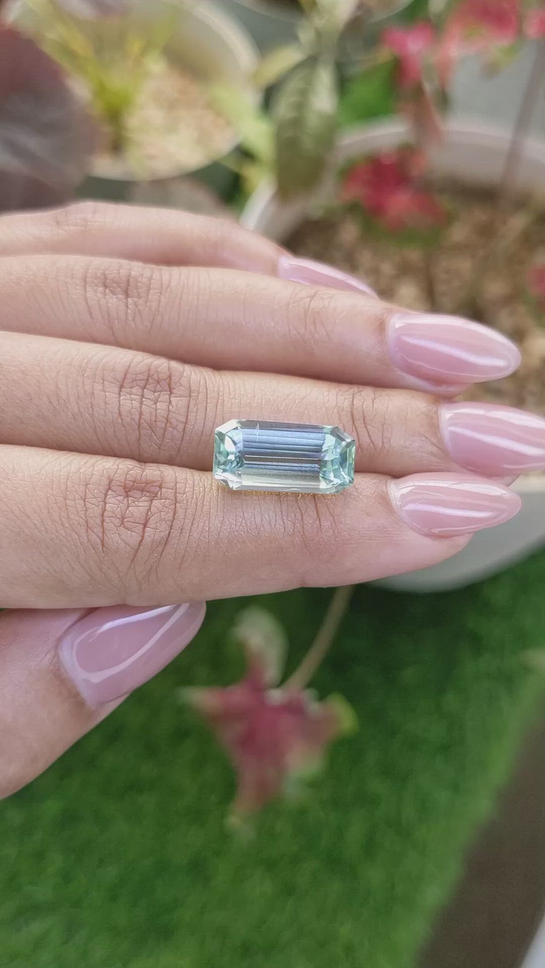 8.06 Ct. Bluish Green Aquamarine from Madagascar Size Video