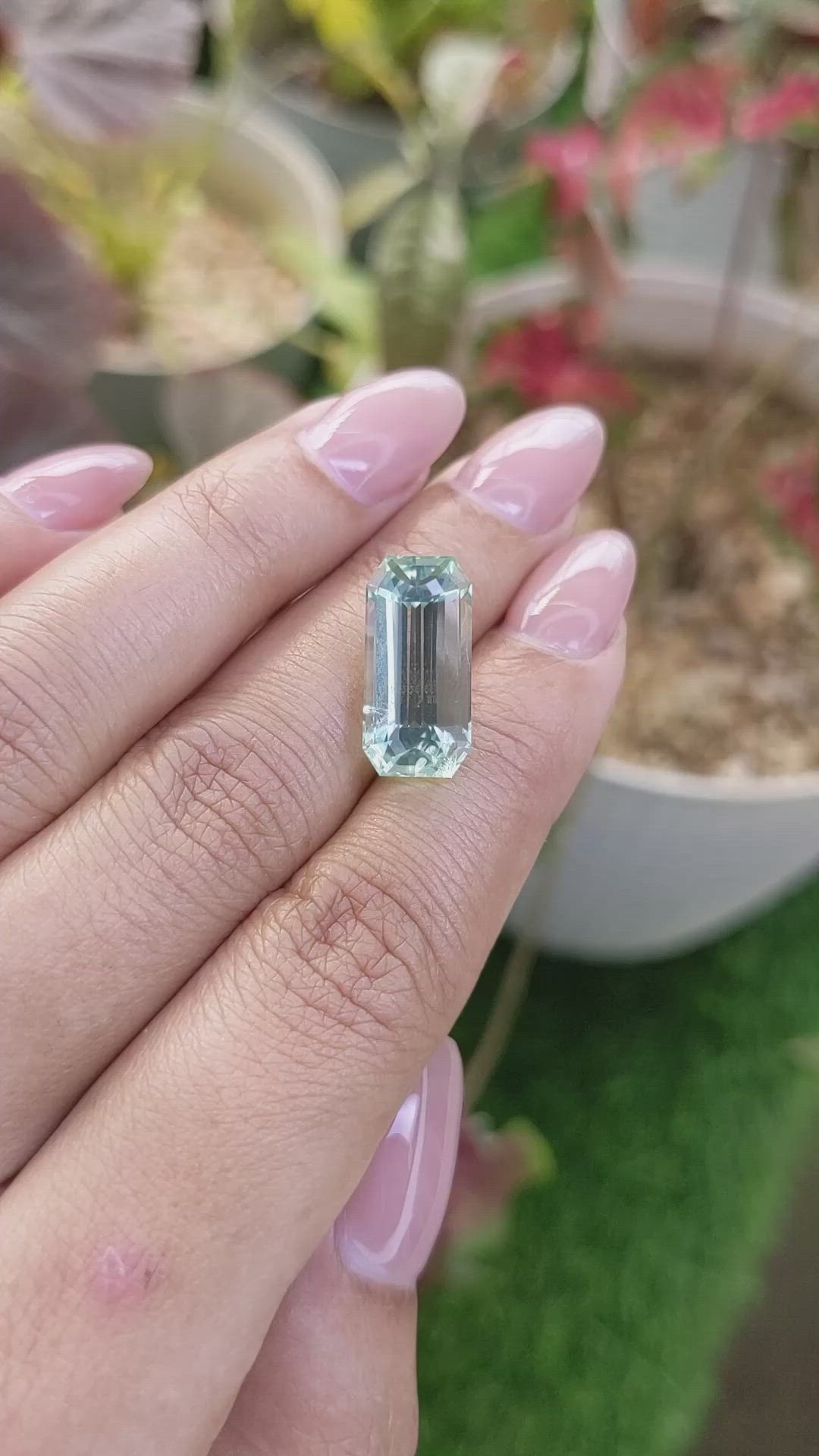 8.06 Ct. Bluish Green Aquamarine from Madagascar Size Video