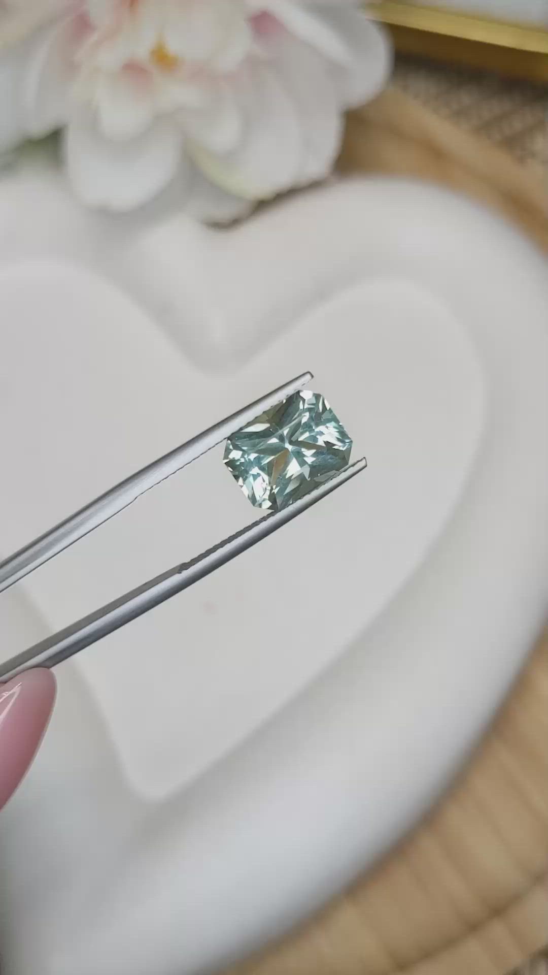 3.39 Ct. Bluish Green Aquamarine from Madagascar Size Video