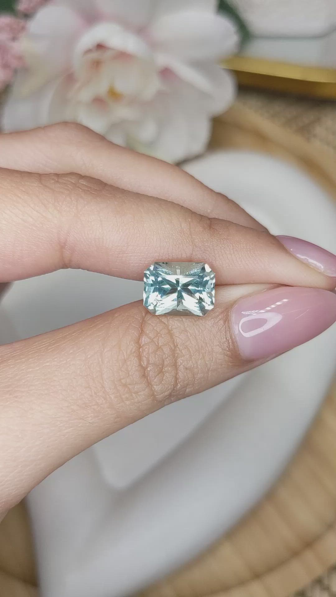 3.39 Ct. Bluish Green Aquamarine from Madagascar Size Video