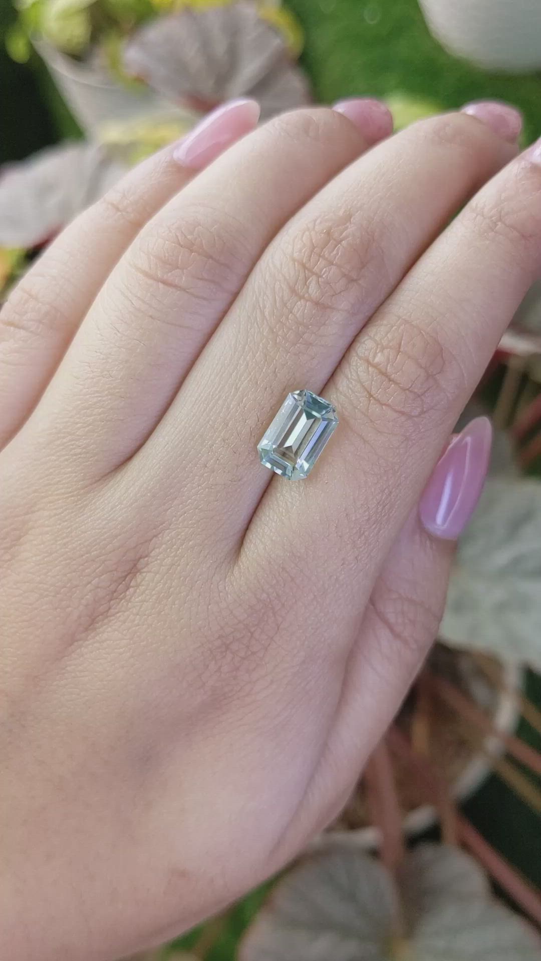 2.64 Ct. Bluish Green Aquamarine from Madagascar Size Video