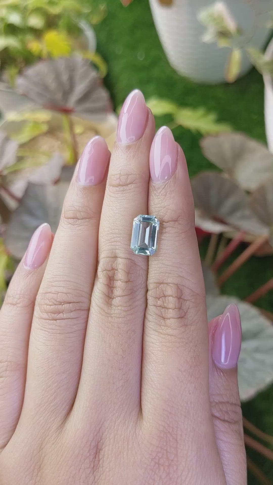 2.64 Ct. Bluish Green Aquamarine from Madagascar Size Video