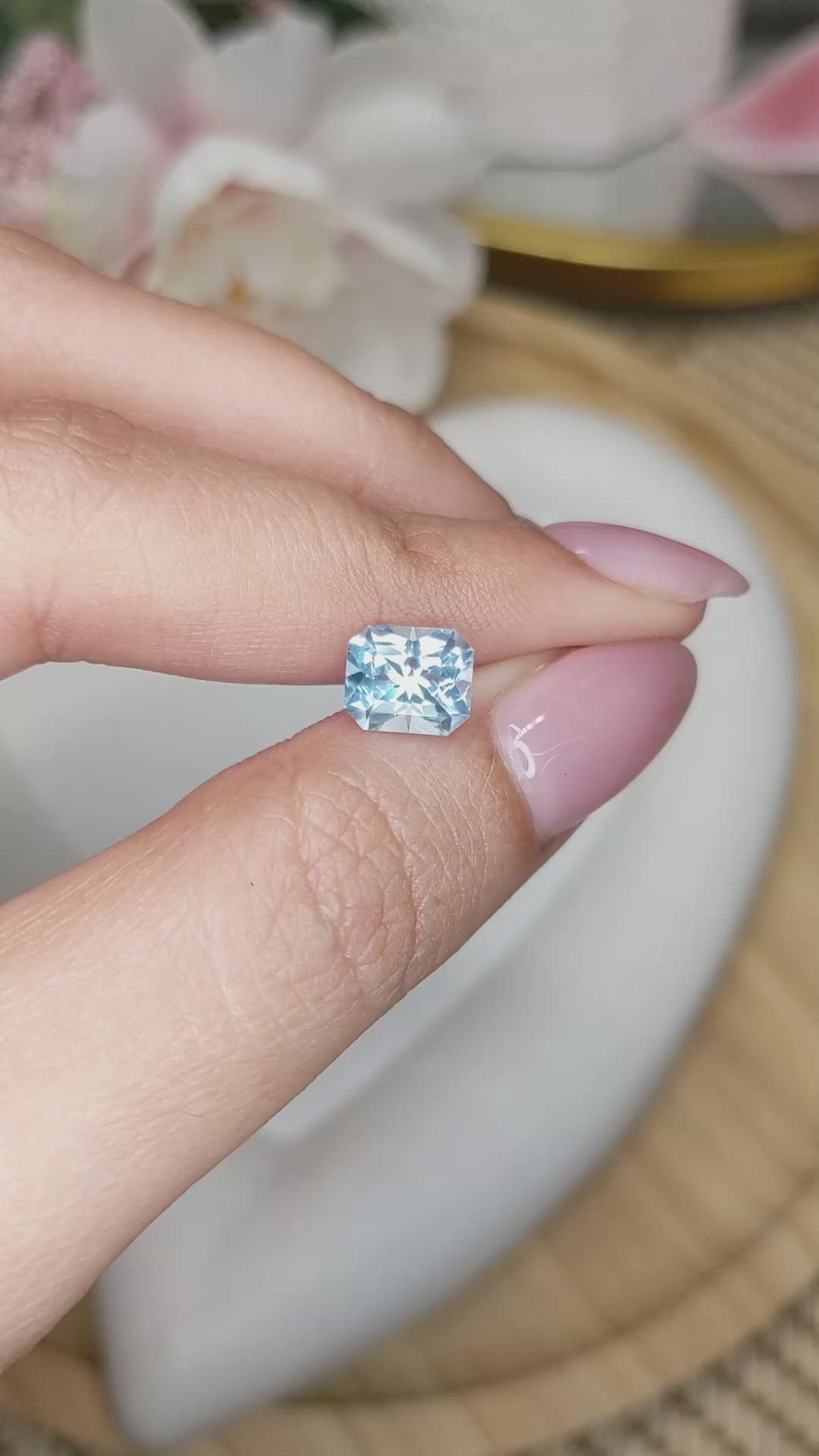 1.32 Ct. Blue Aquamarine from Madagascar Size Video
