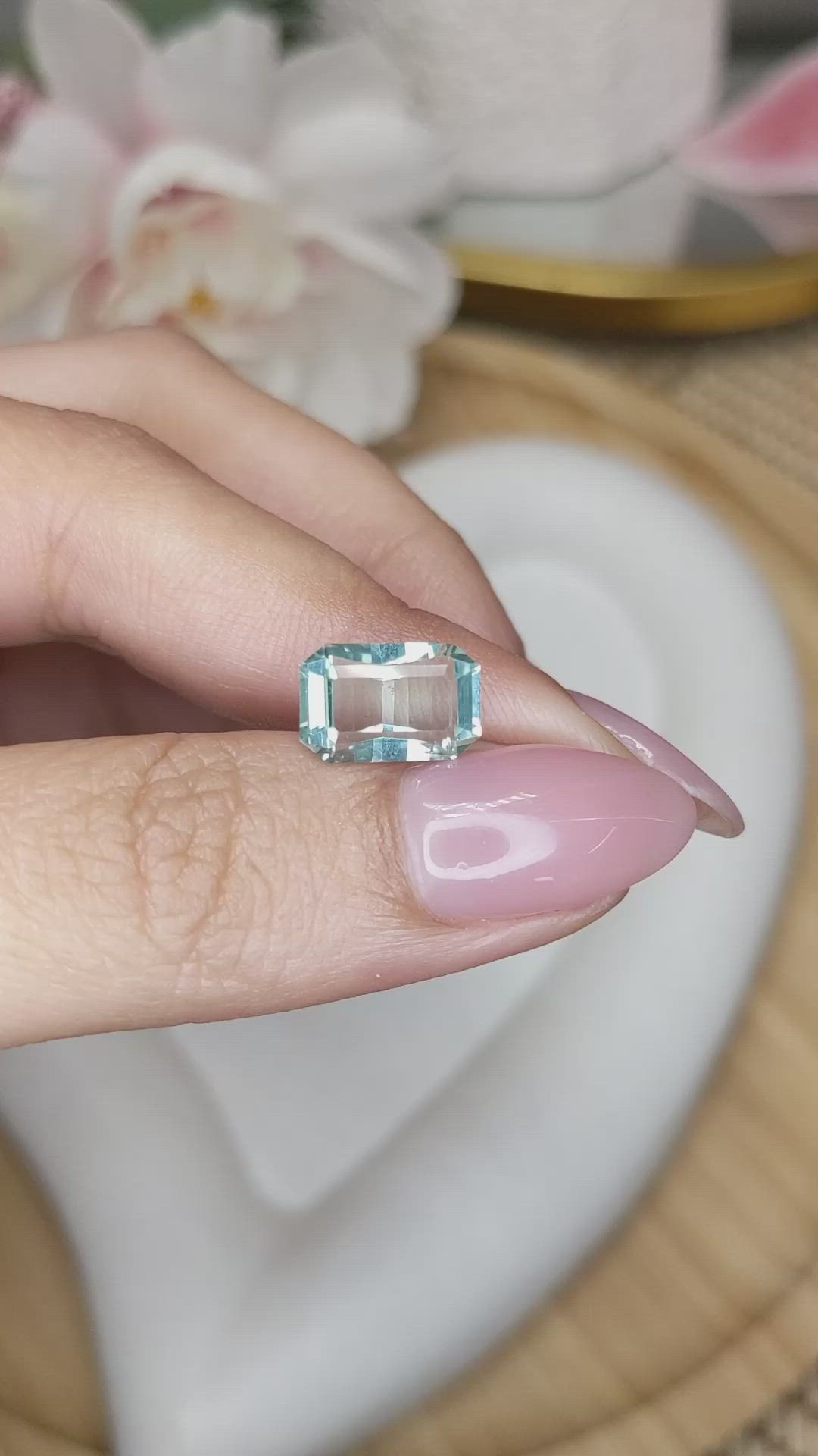 2.81 Ct. Bluish Green Aquamarine from Madagascar Size Video