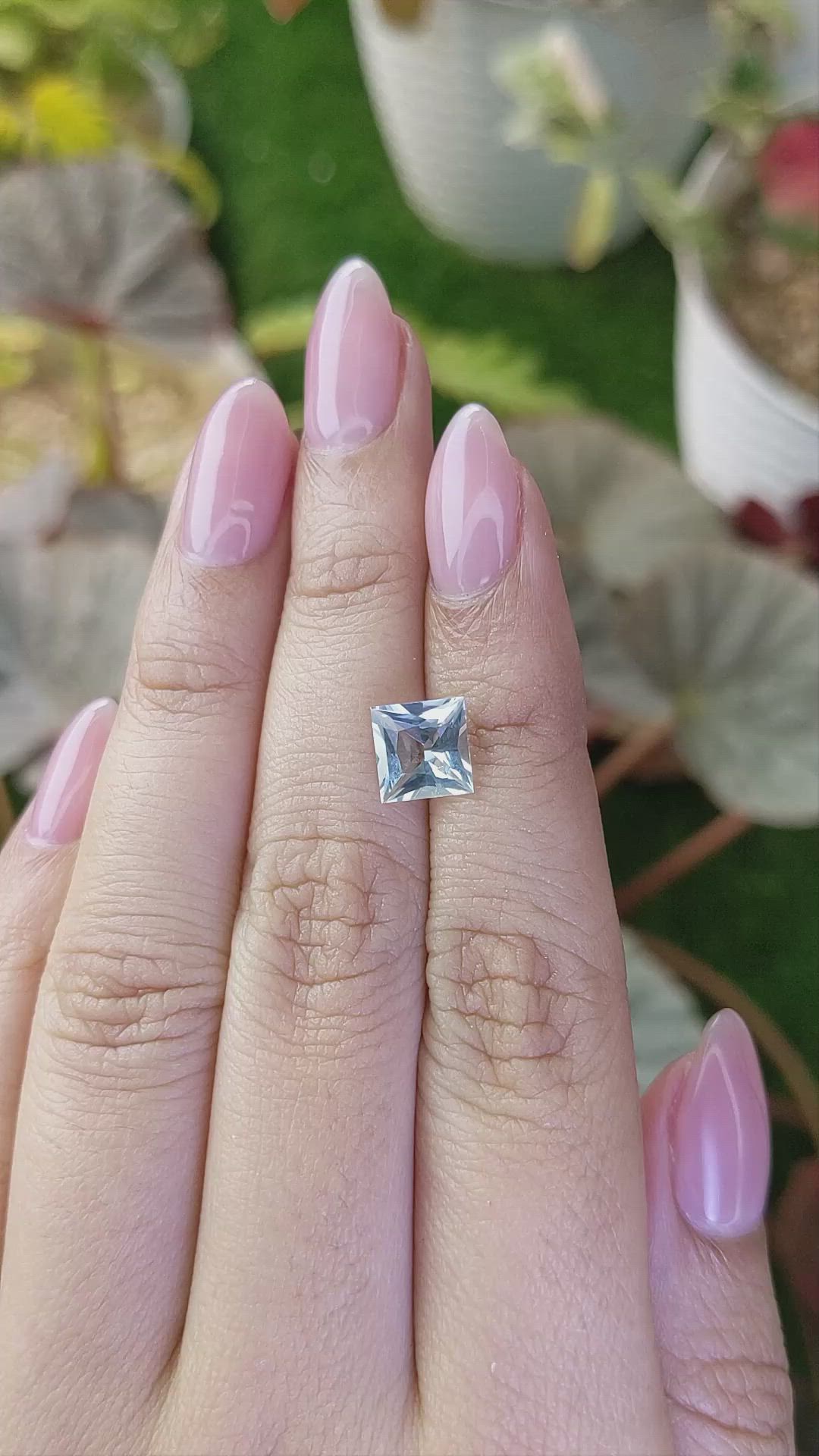1.42 Ct. Bluish Green Aquamarine from Madagascar Size Video