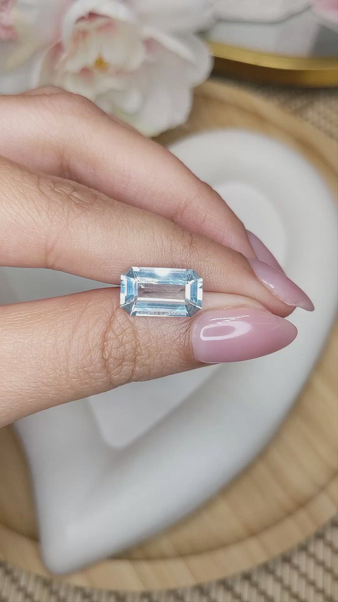 3.89 Ct. Blue Aquamarine from Madagascar Size Video